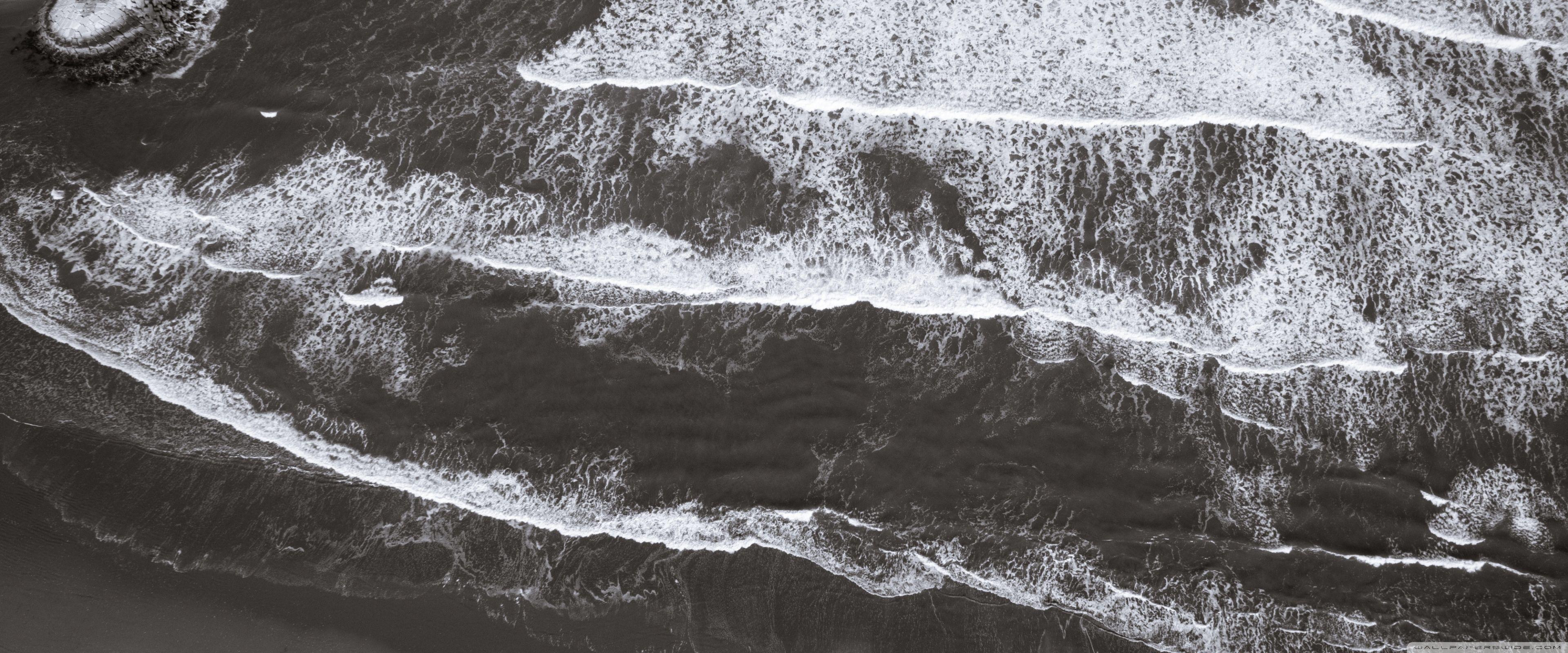 3840x1600 Drone Photography Beach Black and White Ultra HD Desktop Background Wallpaper for : Widescreen & UltraWide Desktop & Laptop : Multi Display, Dual Monitor : Tablet