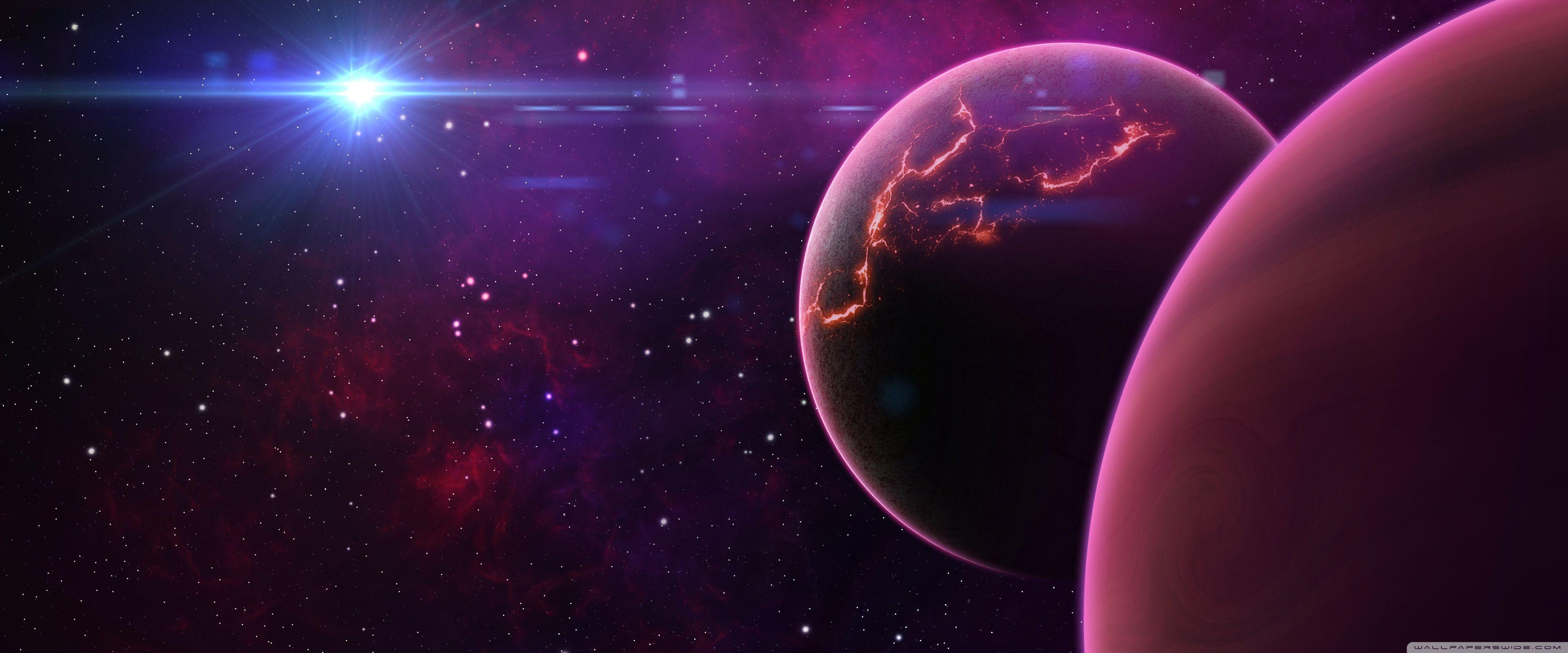 3840x1600 Purple Planets Ultra HD Desktop Background Wallpaper for : Widescreen & UltraWide Desktop & Laptop : Multi Display, Dual & Triple Monitor : Tablet