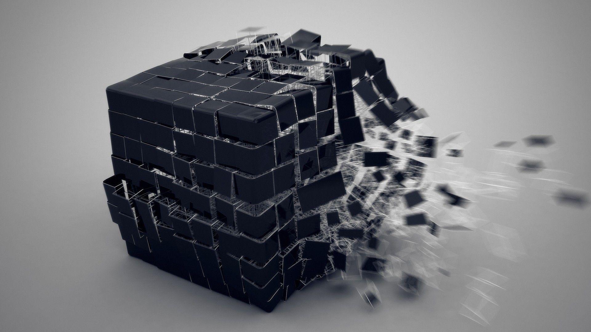 1920x1080 abstract, explosion, cube wallpaper