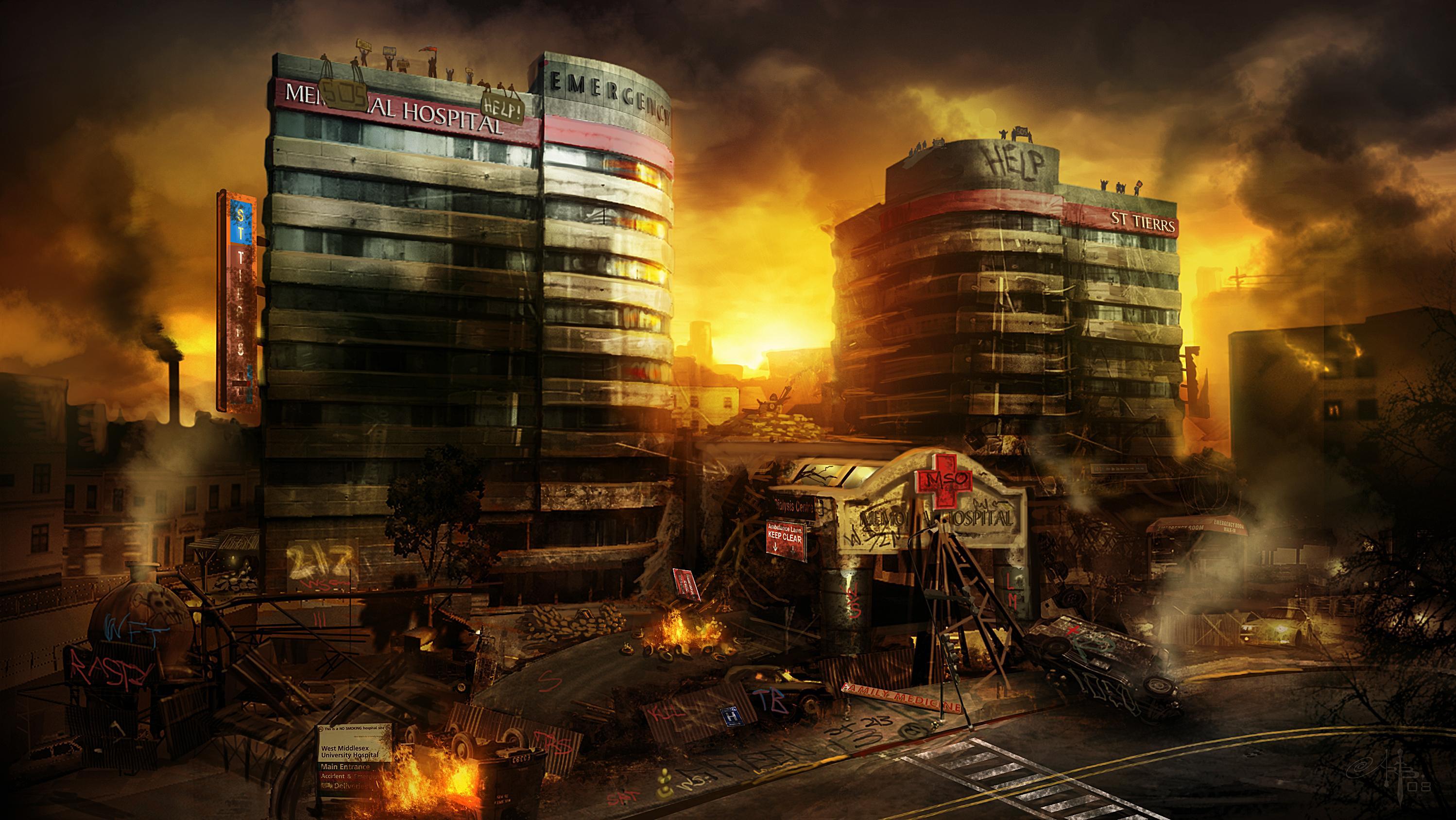 2997x1688 Burning City Wallpaperx1688