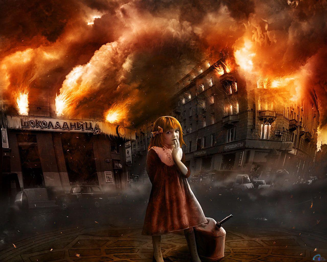 1280x1024 Download Wallpaper fire, 1280x City on Fire