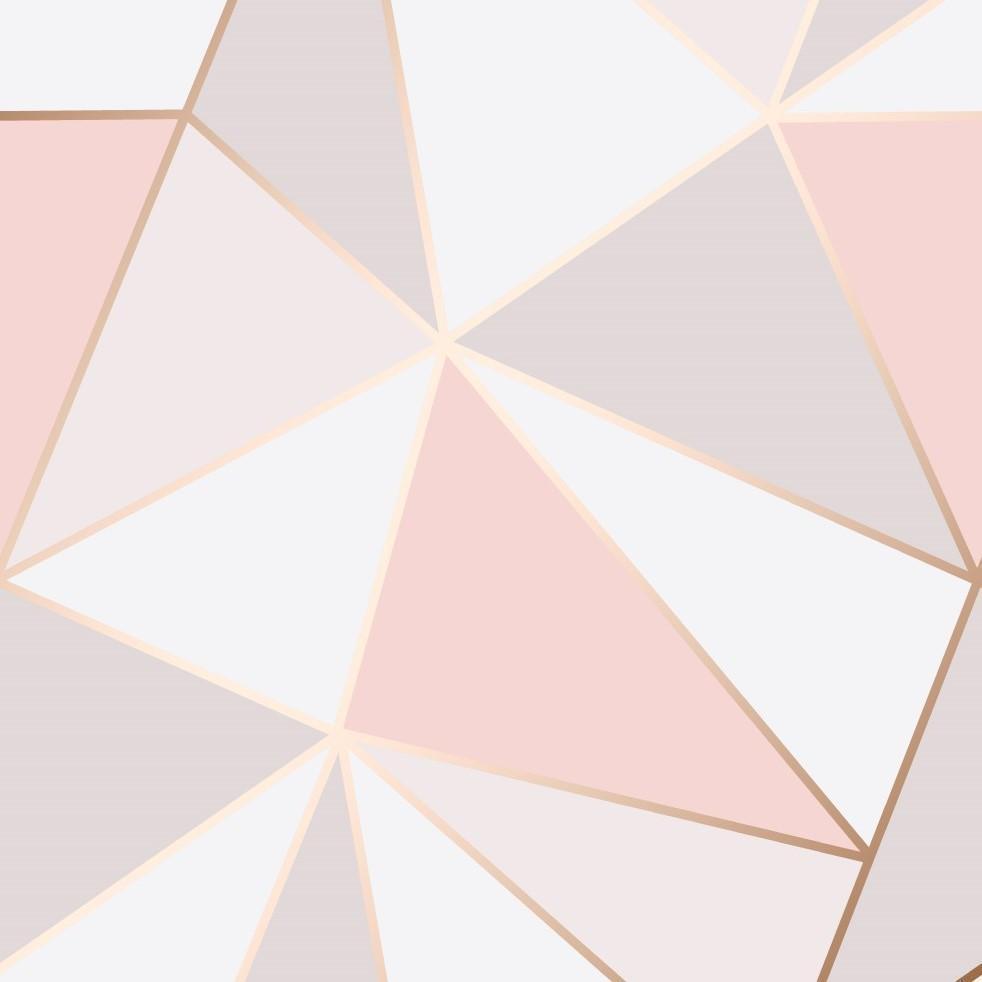 982x982 Apex Pink and Rose Gold Geometric Wallpaper by Fine Decor FD41993