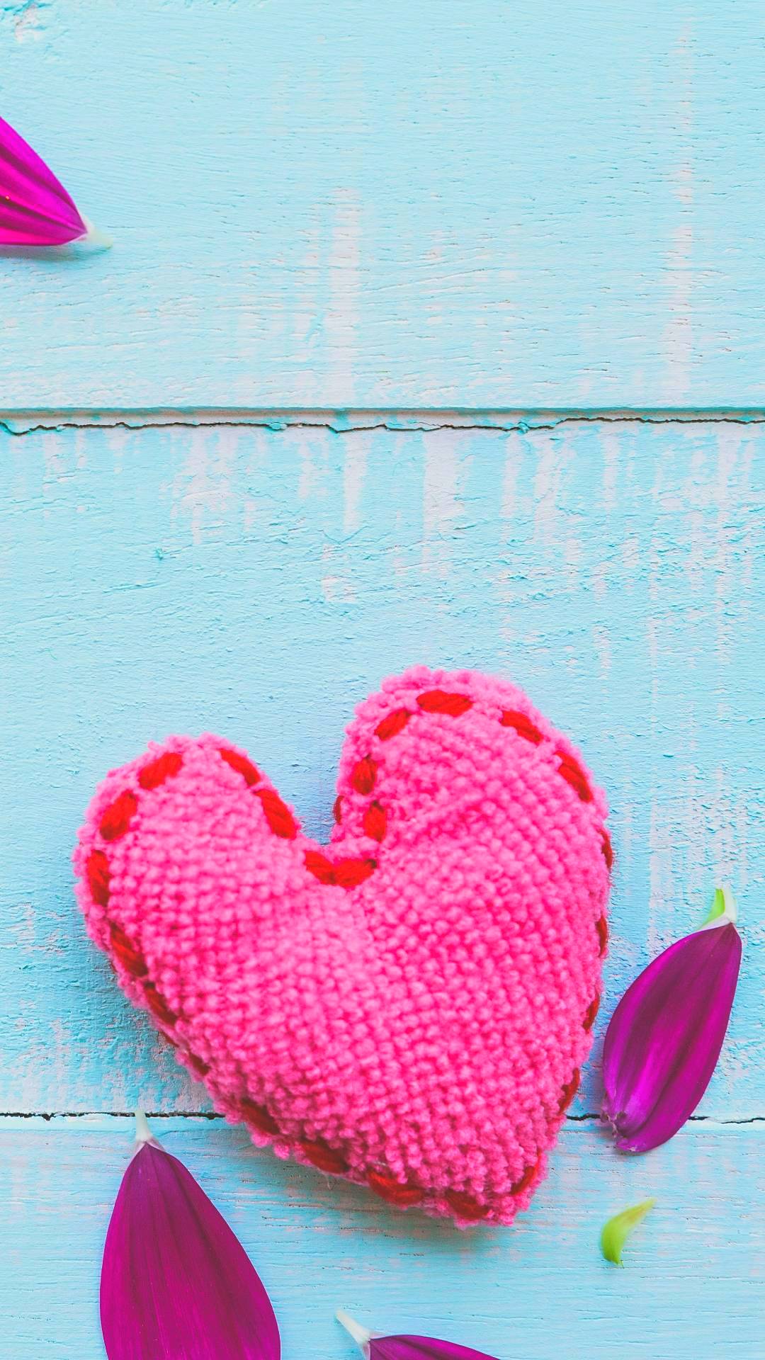1080x1920 Pink Heart Blue Background Love FHD 1080p Wallpaper Download