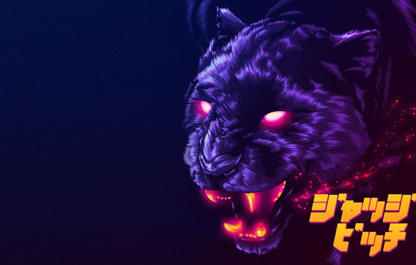 1332x850 Wallpaper Music, Cat, Panther, Neon, James White, 80's, Synth, Retrowave, Synthwave, New Retro Wave, Futuresynth, Sintav, Retrouve, Outrun, by James White, Judge Bitch image for desktop, section музыка