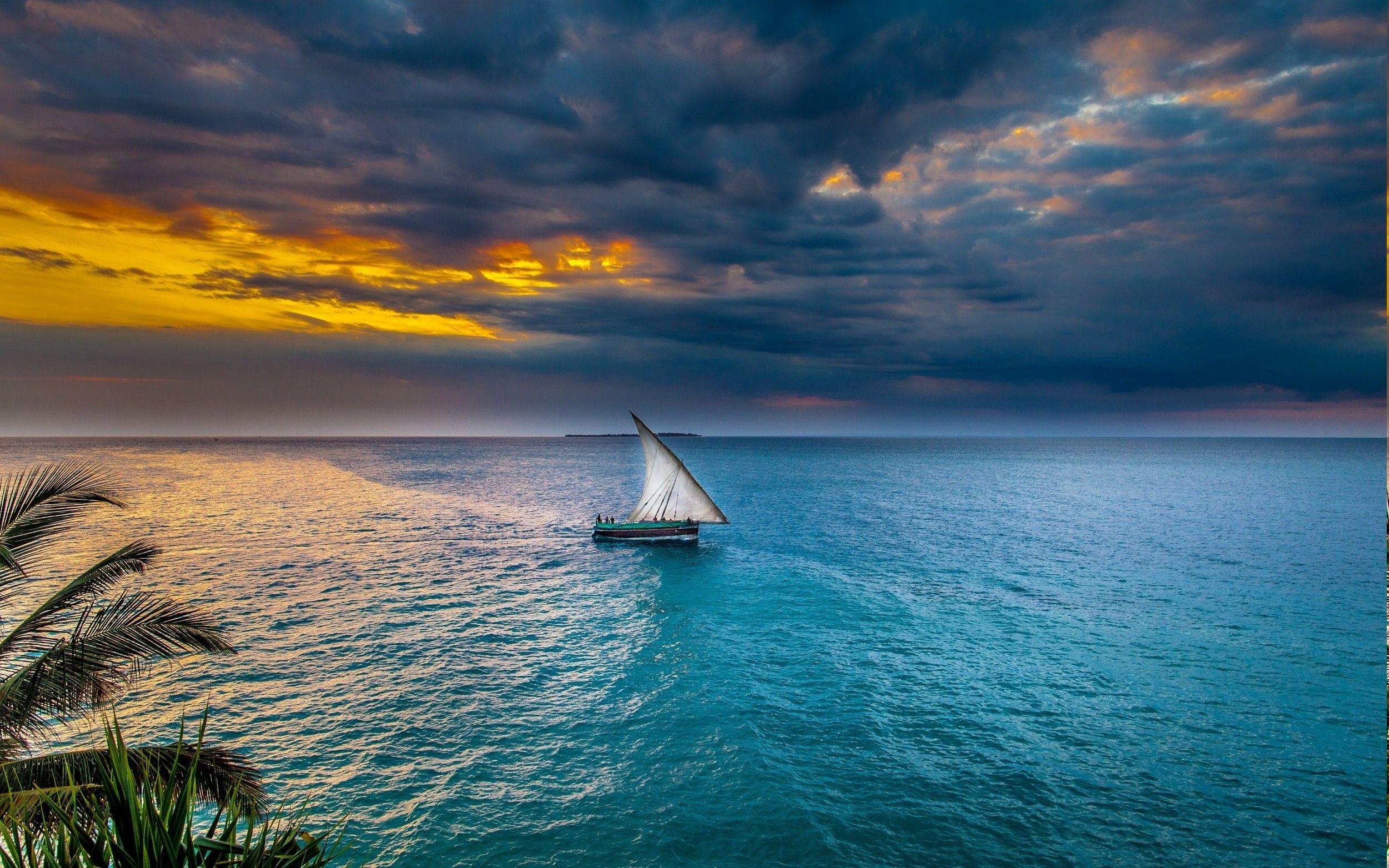 2500x1563 sunset, Sea, Sky, Sailing Ships, Nature, Landscape, Water, Tropical, Clouds, Africa Wallpaper HD / Desktop and Mobile Background