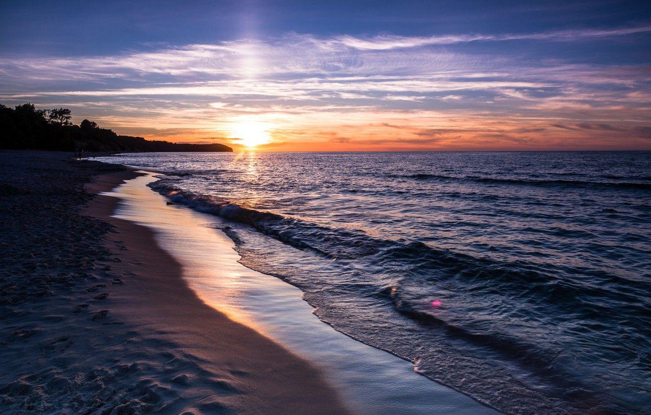 1332x850 Wallpaper sea, sunset, shore image for desktop, section пейзажи