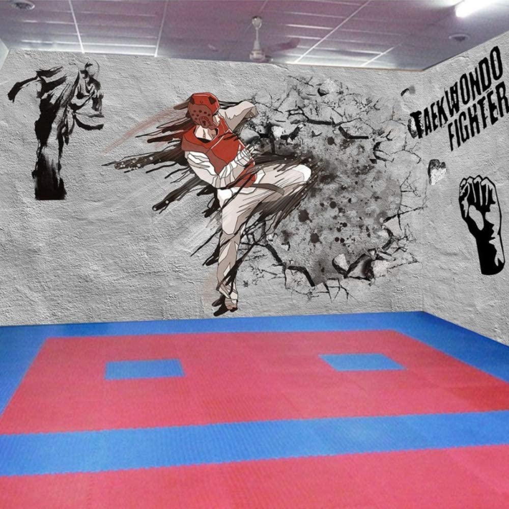 1000x1000 Pbldb Wallpaper 3D Taekwondo Gymnasium Boxing Decoration Wushu Hall Background Wall Custom HD Mural Wallpaper 400X280Cm: Furniture & Decor