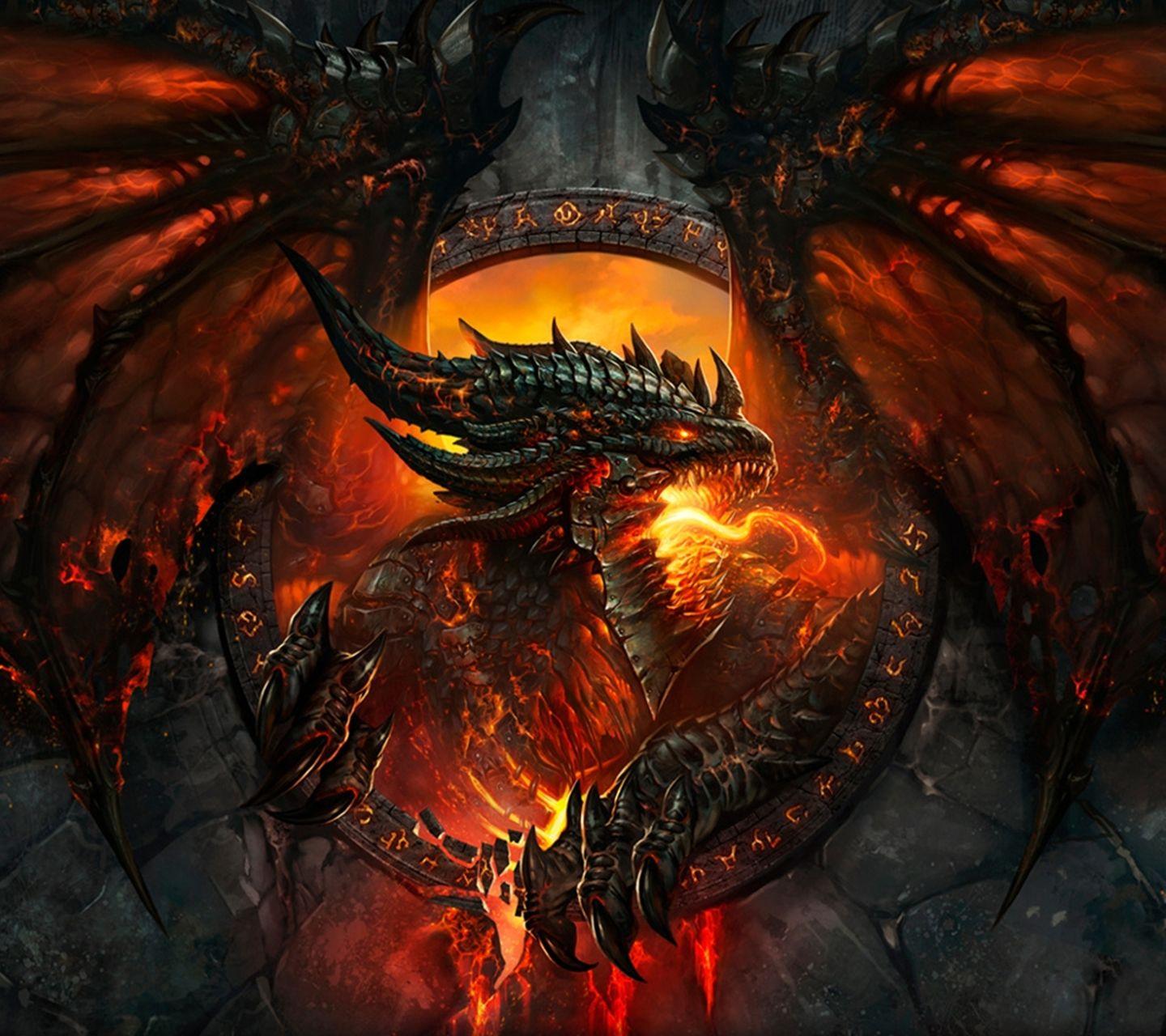 1440x1280 Fire Dragon Wallpaper iPhone HD Wallpaper