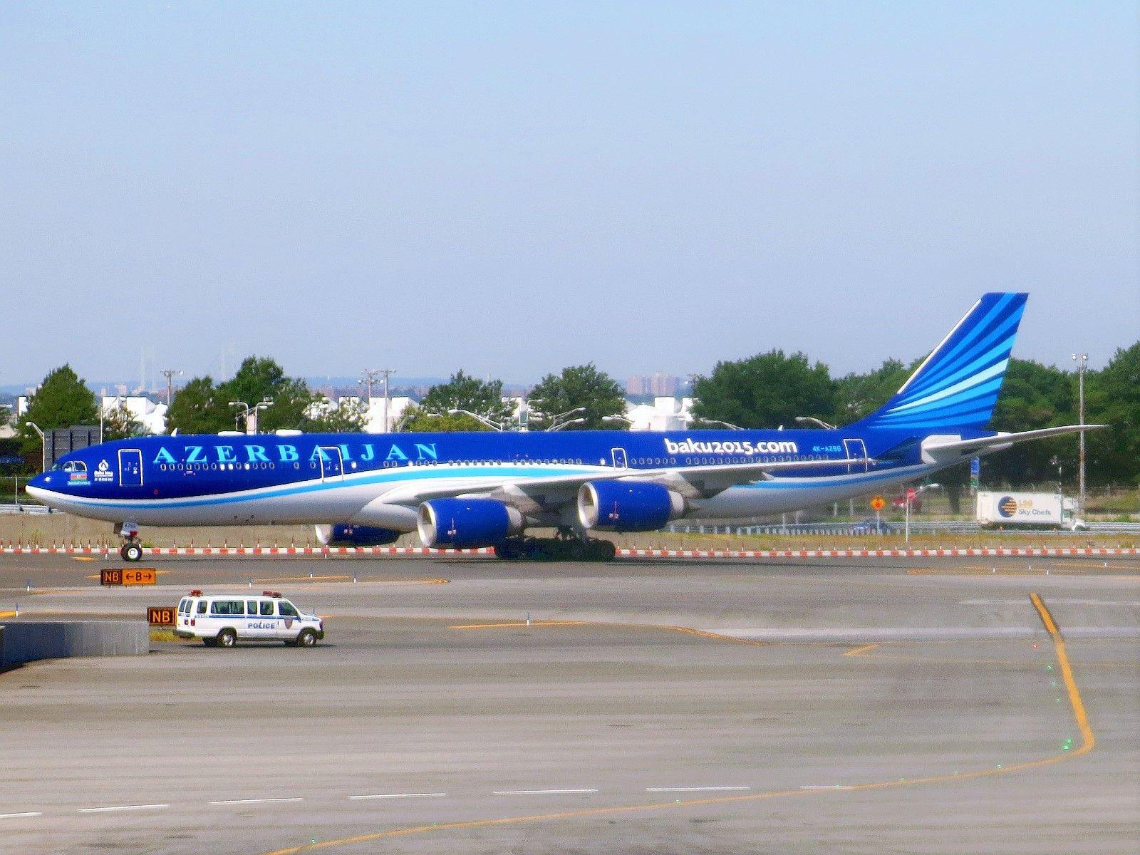 1600x1200 AZAL Azerbaijan Airlines Airbus A340 542 4K AZ86 (Baku2015) At JFK