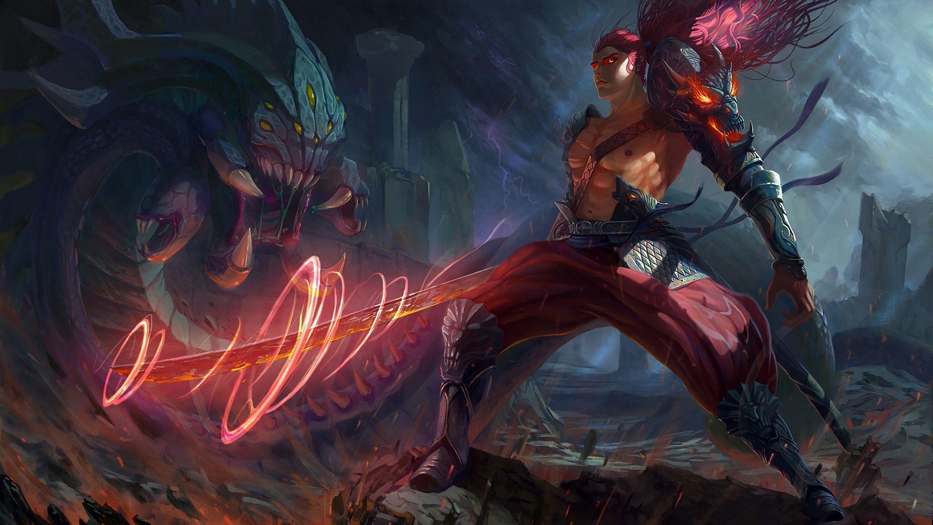 1920x1080 Video Game League Of Legends Yasuo Demonic With Baron Skin Art Wallpaper HD 1920x1080 :