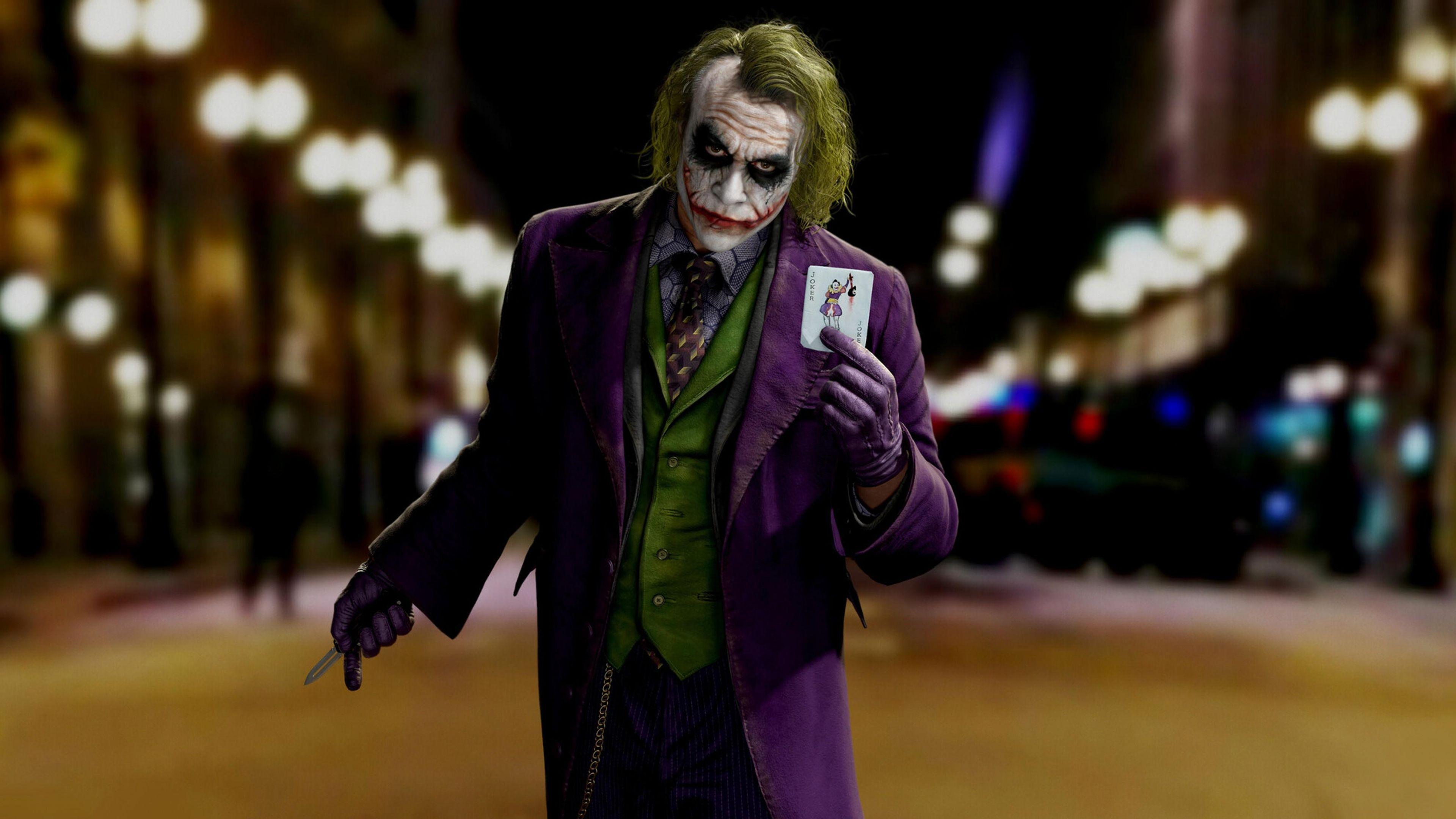 3840x2160 Joker (Heath Ledger) 3D Desktop HD Wallpaper