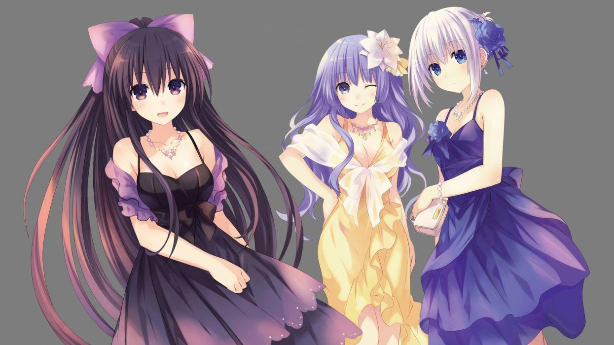 1245x700 breasts cleavage date a live dress izayoi miku photohop tobiichi origami transparent tsunako yatogami tohka wallpaperx1455