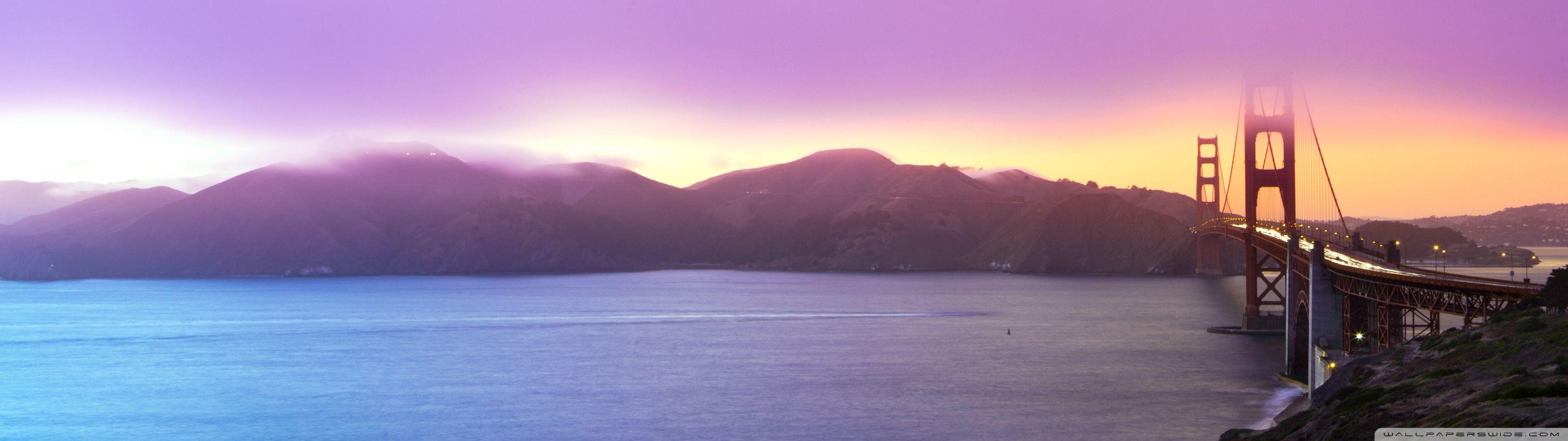 3200x900 Golden Gate Sunset ❤ 4K HD Desktop Wallpaper for • Wide & Ultra
