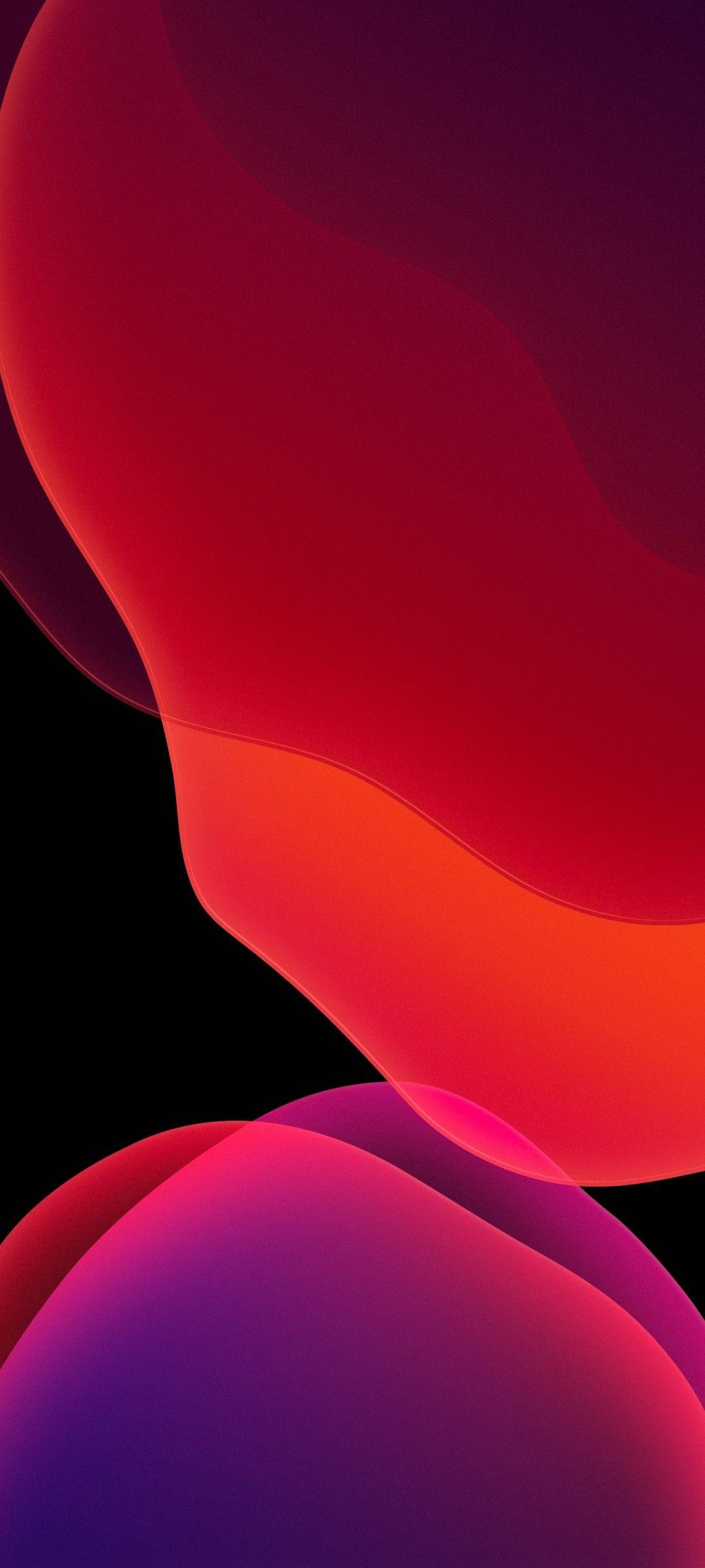 1080x2400 iOS 13 4K Wallpaper, Stock, iPadOS, Red, Black background, AMOLED, iPad, HD, Abstract