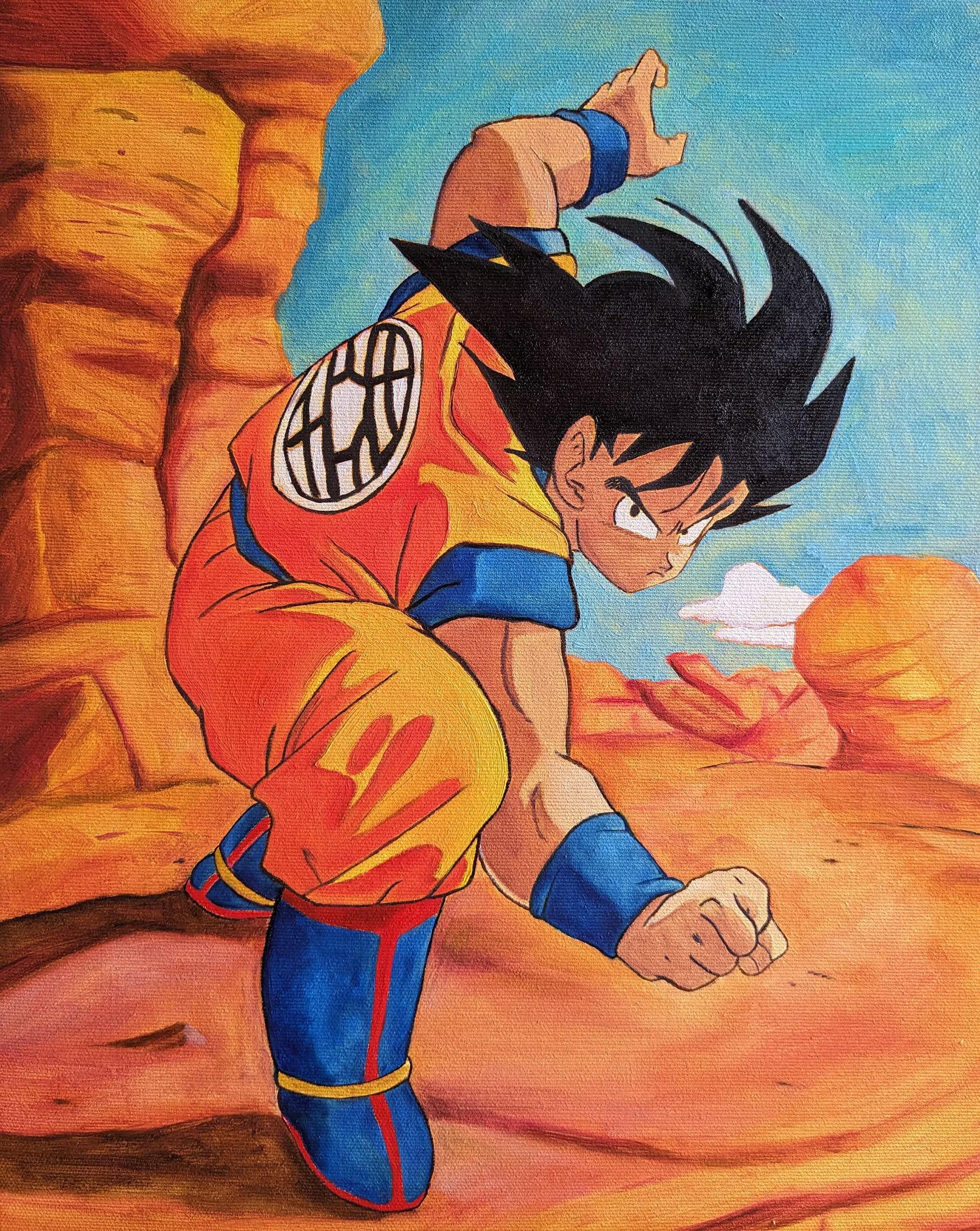2389x3000 Kid Goku Wallpaper Aesthetic Yung Goku Dragon Ball Original Oil Paintings On Canvas