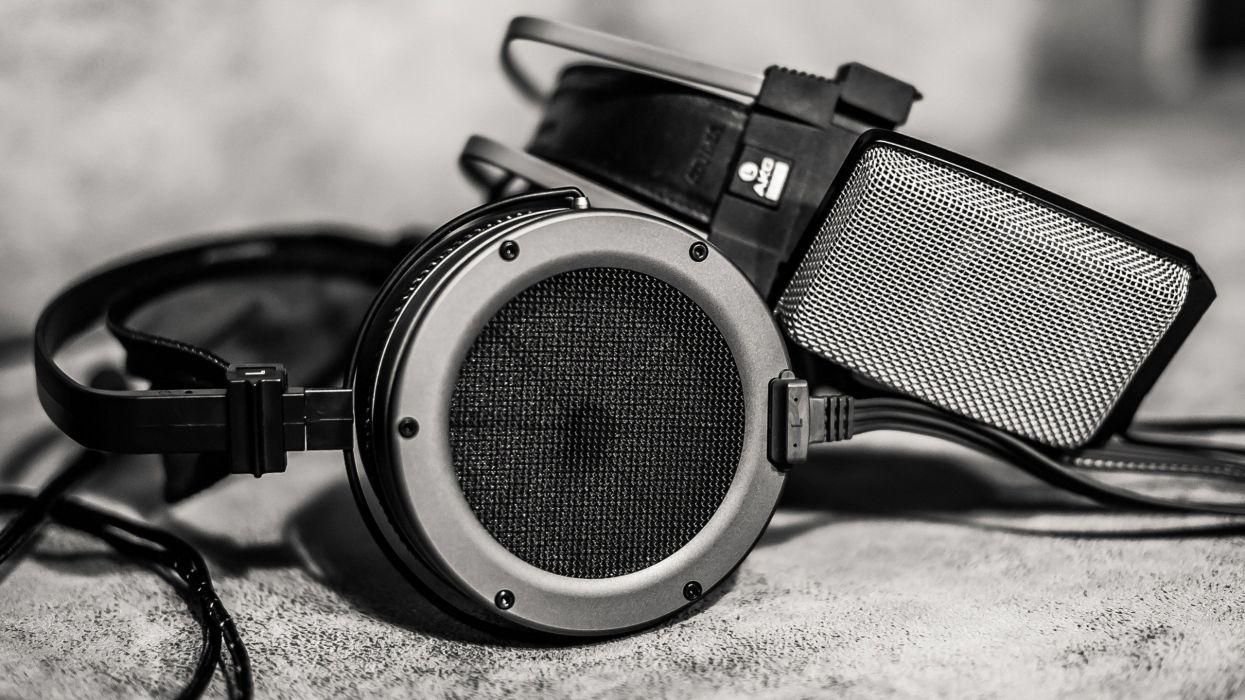 1245x700 Headphones Japan black and white music Germany metal AKG Acoustics grayscale monochrome AKG still life K1000 stax wallpaperx1440