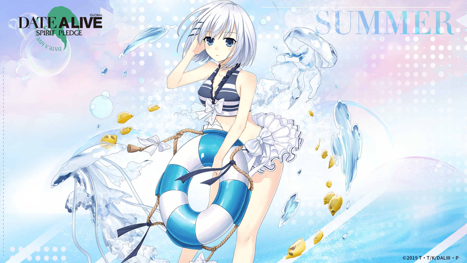 1920x1080 date a live tobiichi origami bikini cleavage skirt lift swimsuits tagme wallpaper