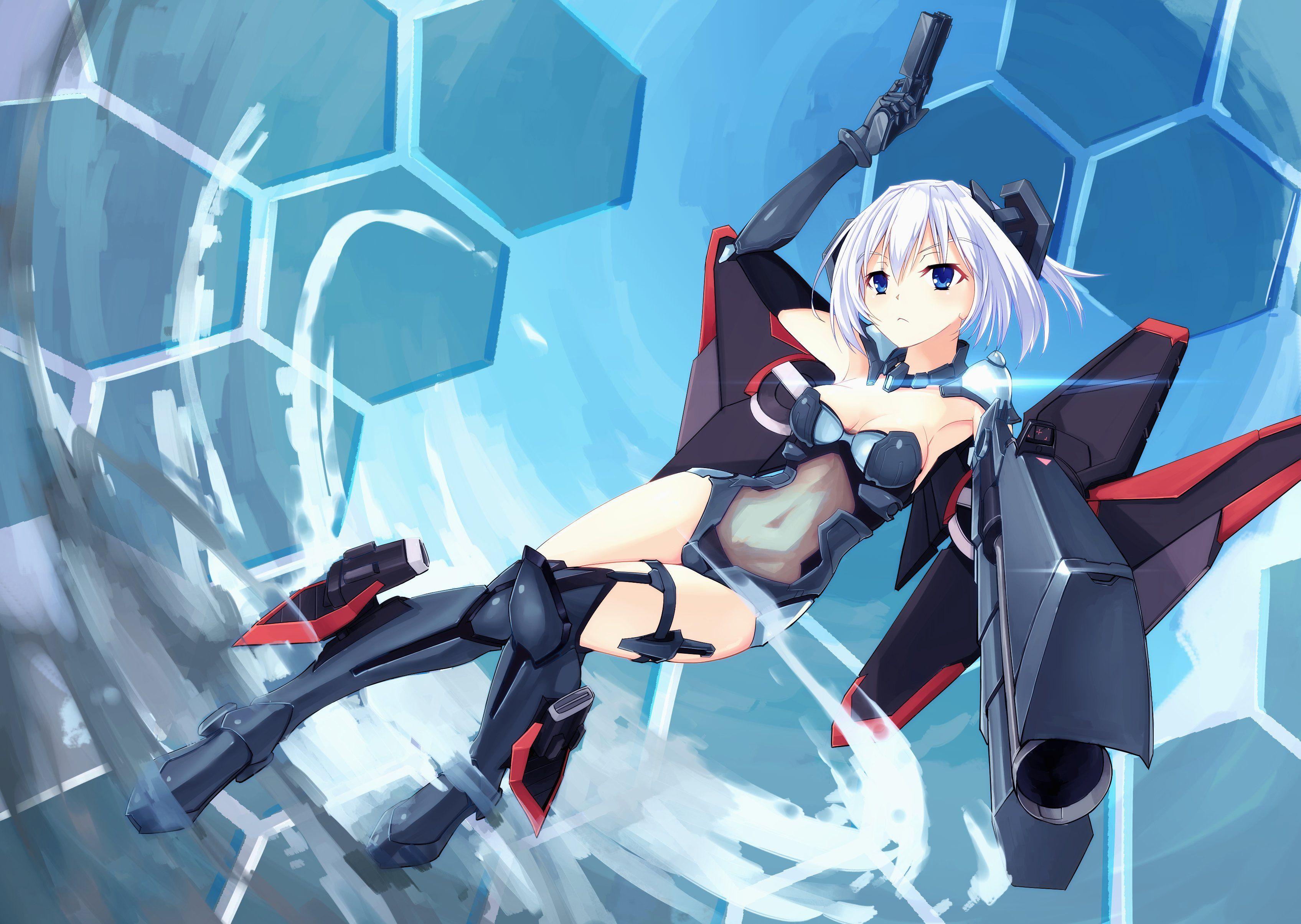 3391x2410 Aoi kao (lsz7106) armor bodysuit breasts cleavage date a live mechagirl sky tobiichi origami weapon wallpaperx2410
