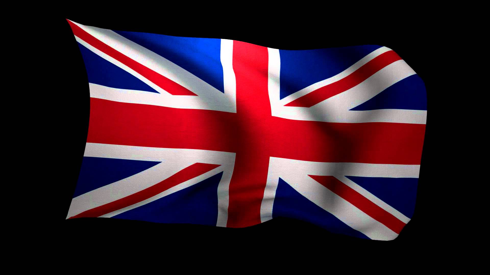 1920x1080 3D Rendering of the flag of the United Kingdom waving in the wind