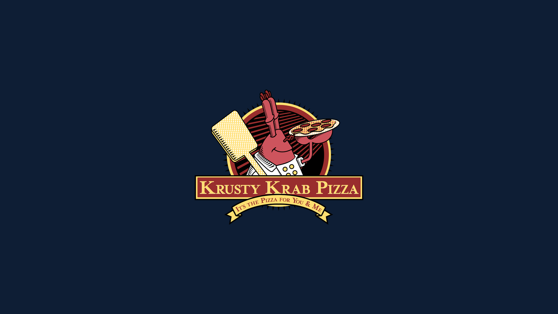 1920x1080 I remade the Krusty Krab Pizza wallpaper and minimized on all of the horrible image compression [1920x1080]