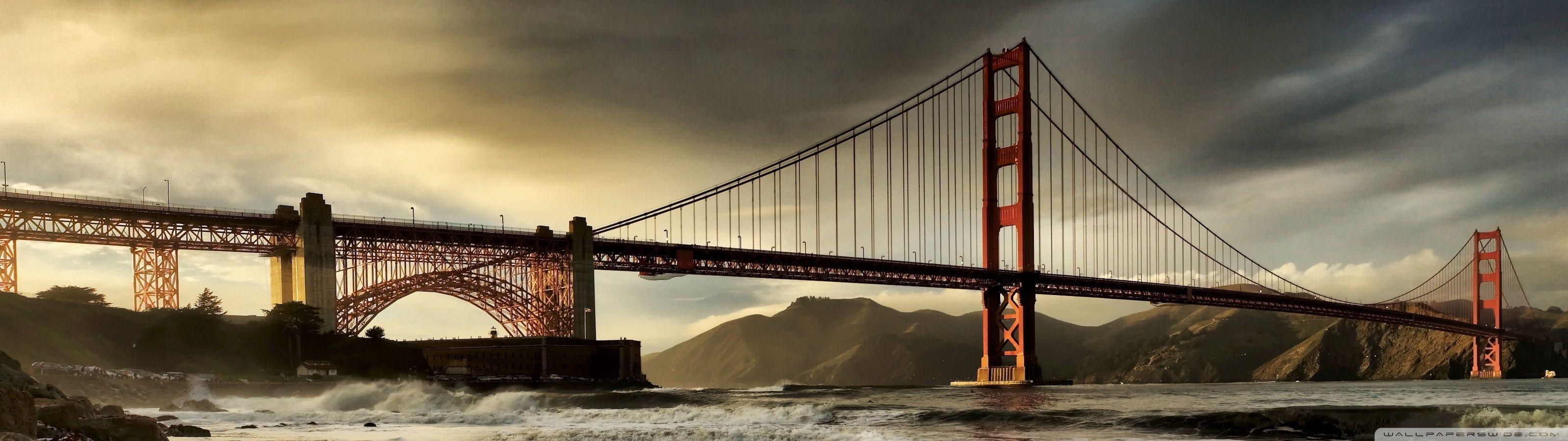 3200x900 San Francisco Bridge HDR Tone Mapped ❤ 4K HD Desktop Wallpaper