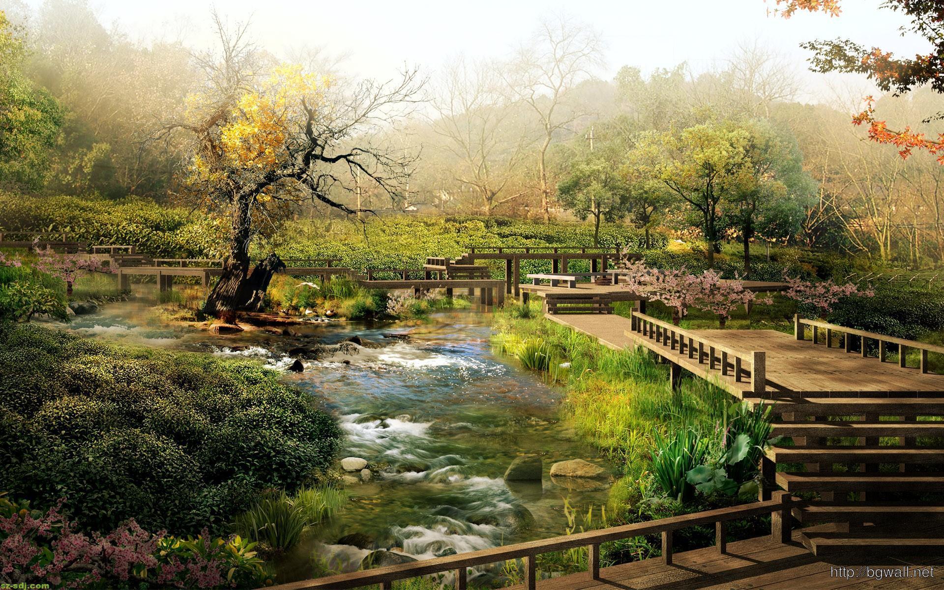 1920x1200 Fresh Japanese Park Wallpaper HD