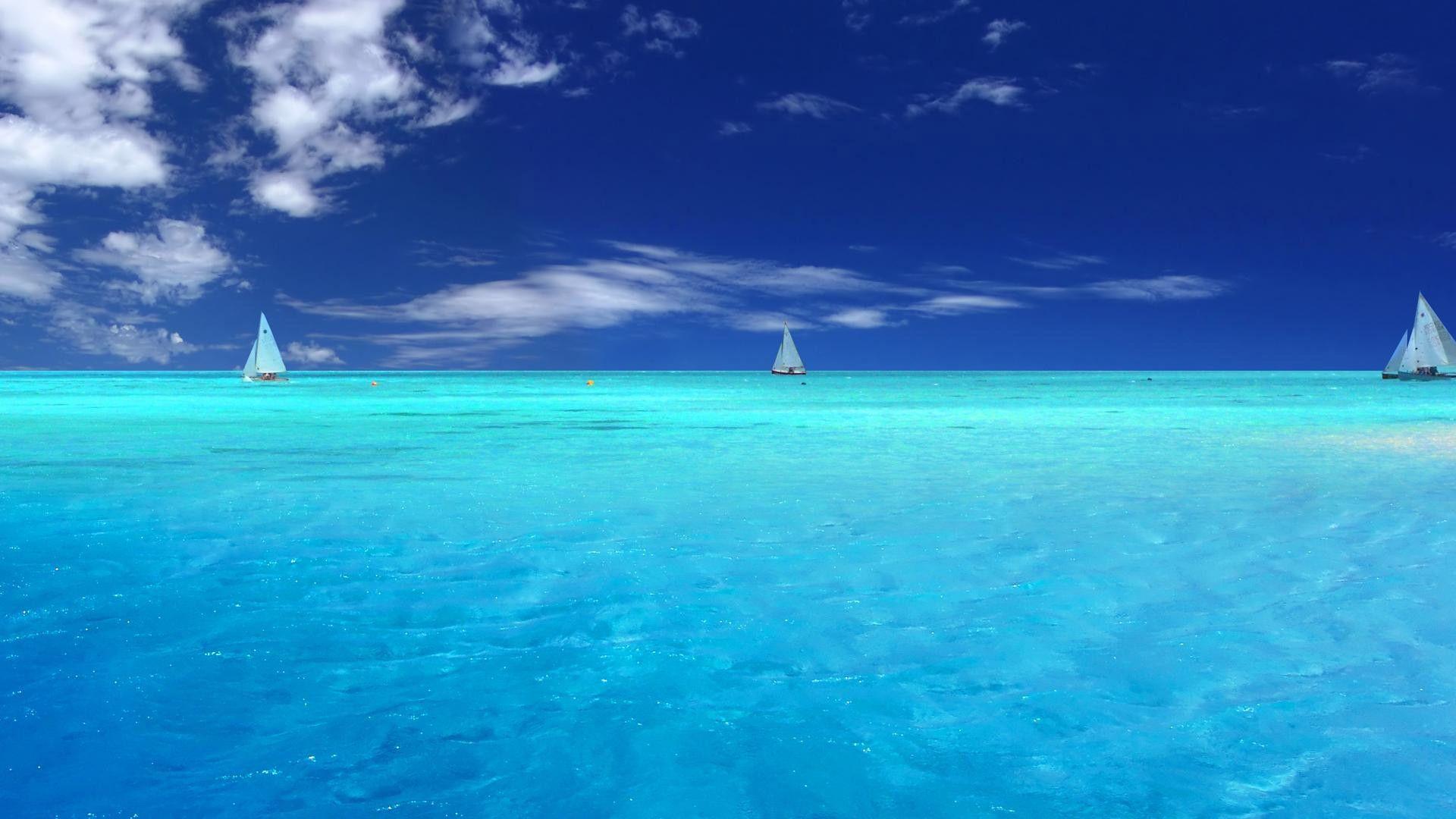 1920x1080 Ocean: Sailing Bahamas Blue Ocean Water Nature Caribbean Boat