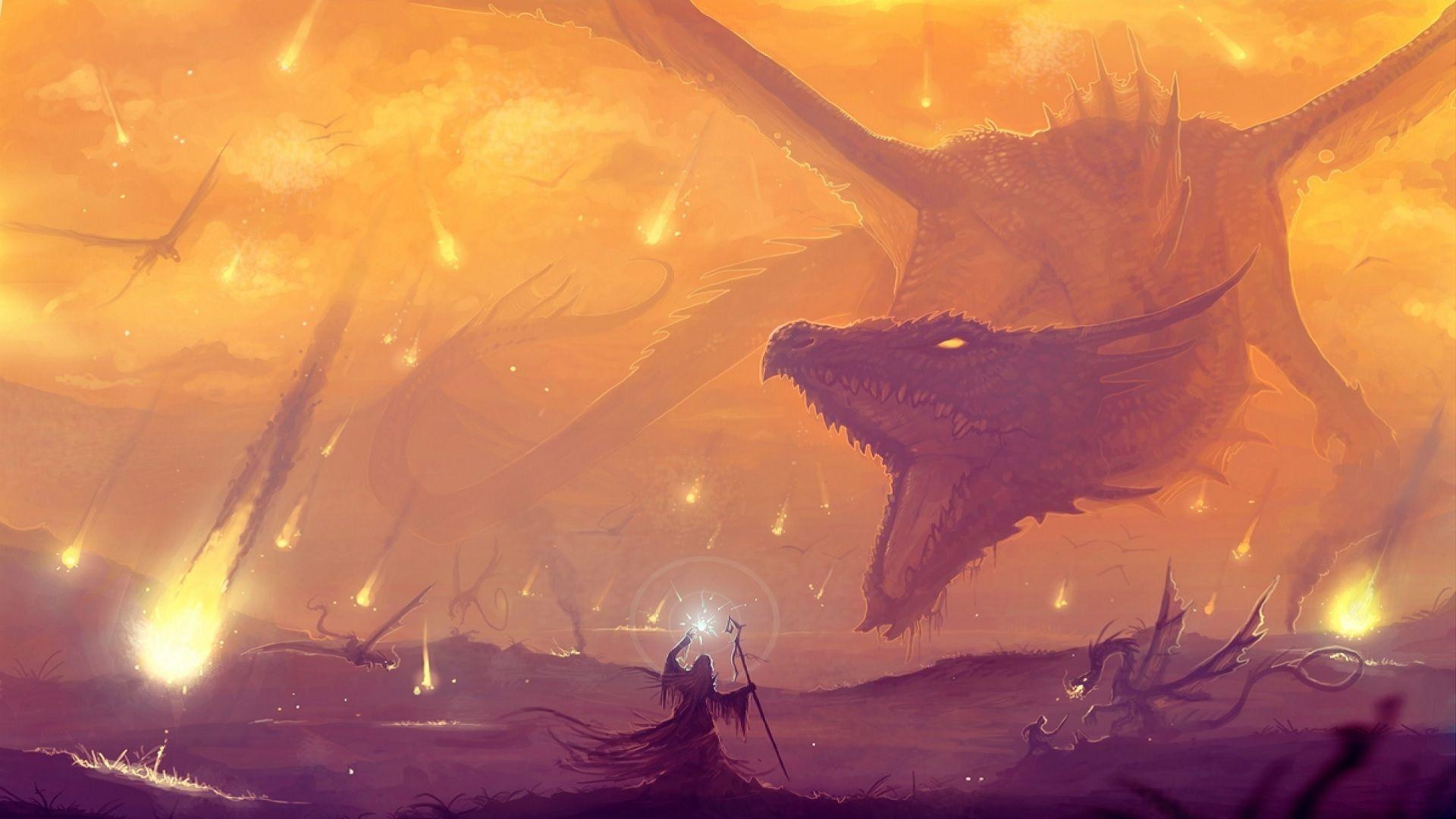 1920x1080 Mage Vs Giant Dragon HD Wallpaperx1080