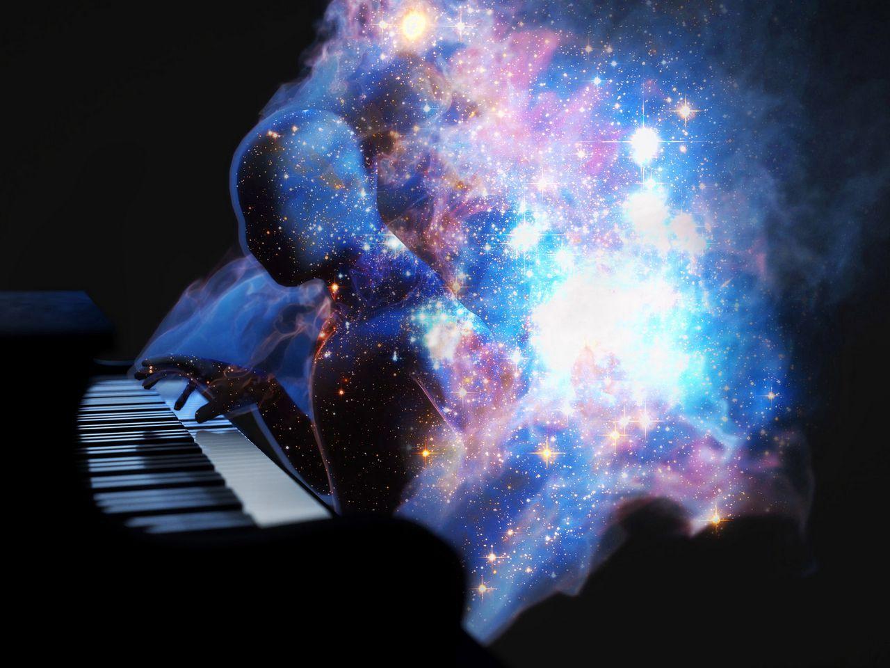 1280x960 Download wallpaper 1280x960 silhouette, space, piano, art standard 4:3 HD background
