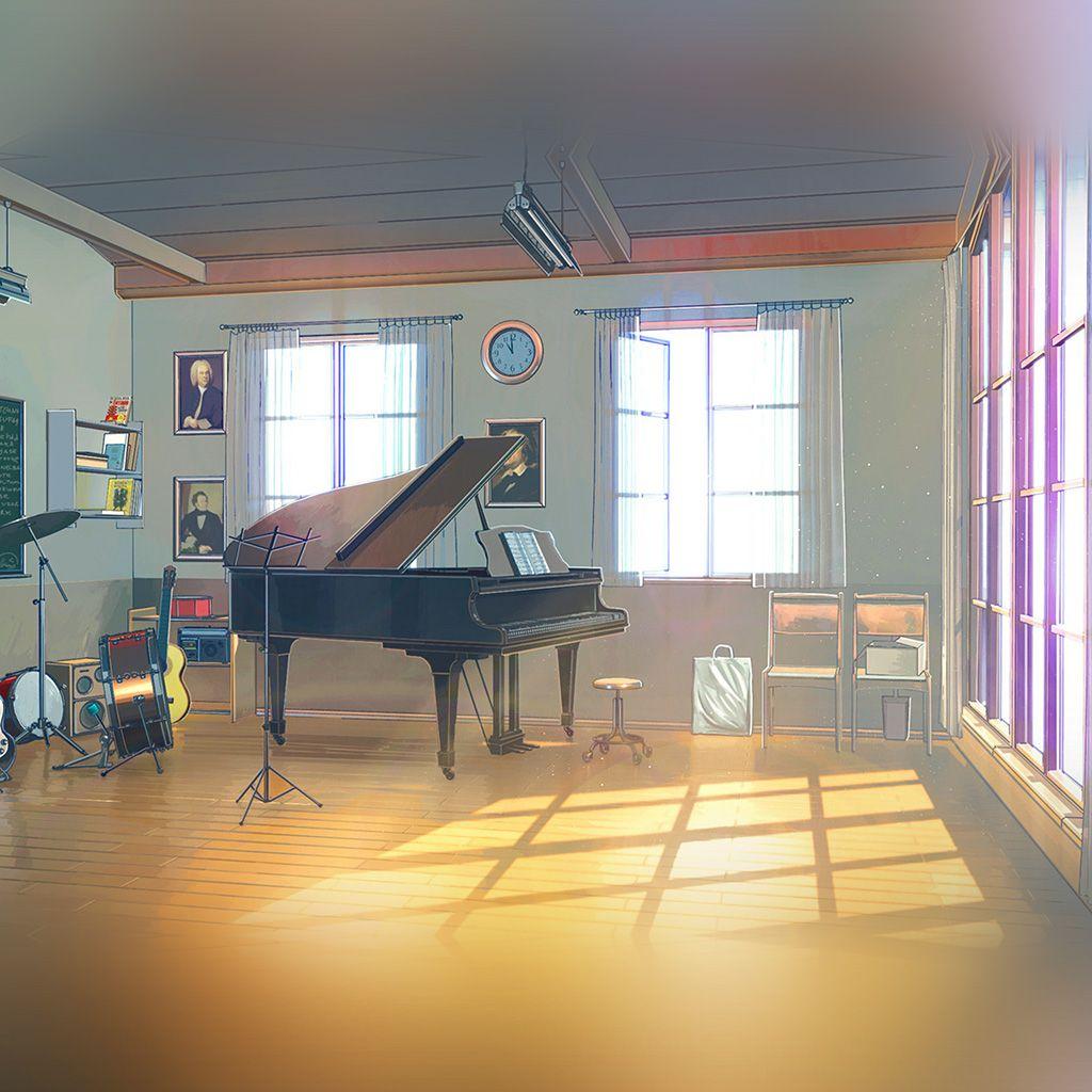 1024x1024 Arseniy Chebynkin Music Room Piano Illustration Art Wallpaper
