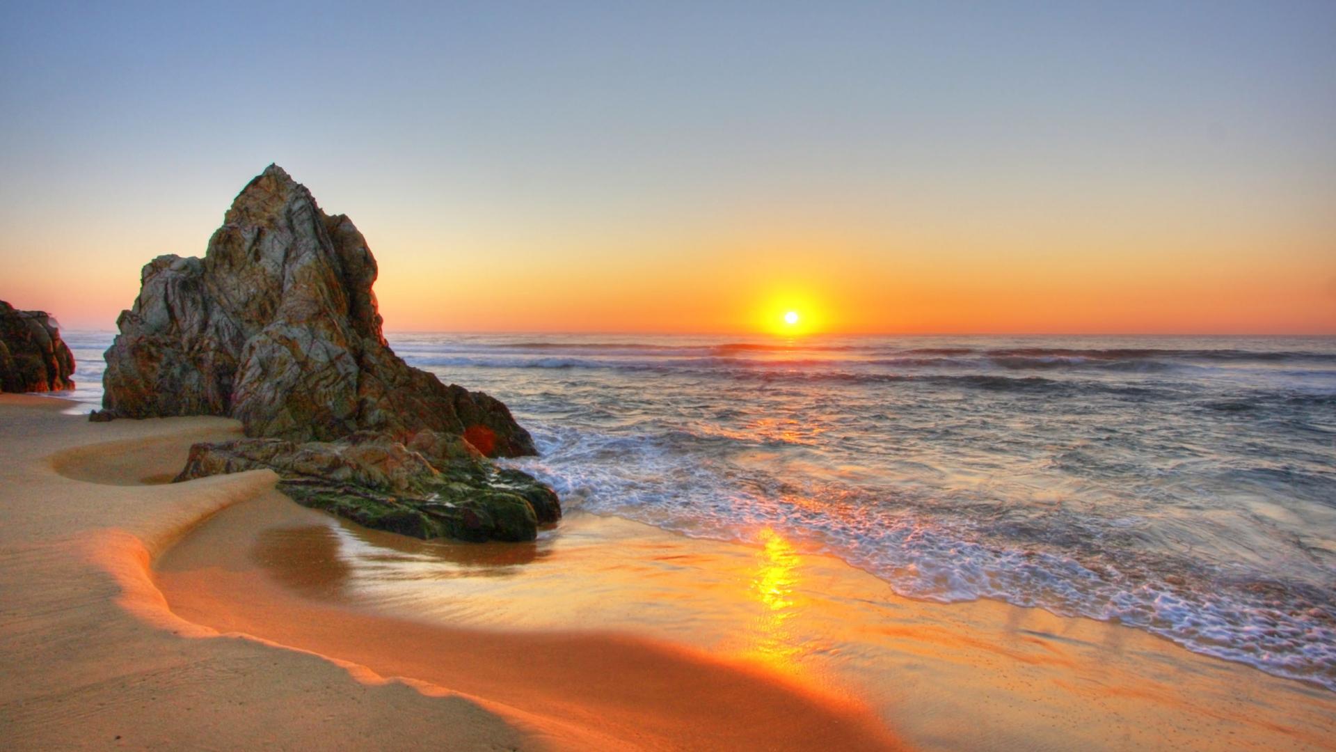 1920x1080 Beach Sunset Widescreen Wallpaper 08709