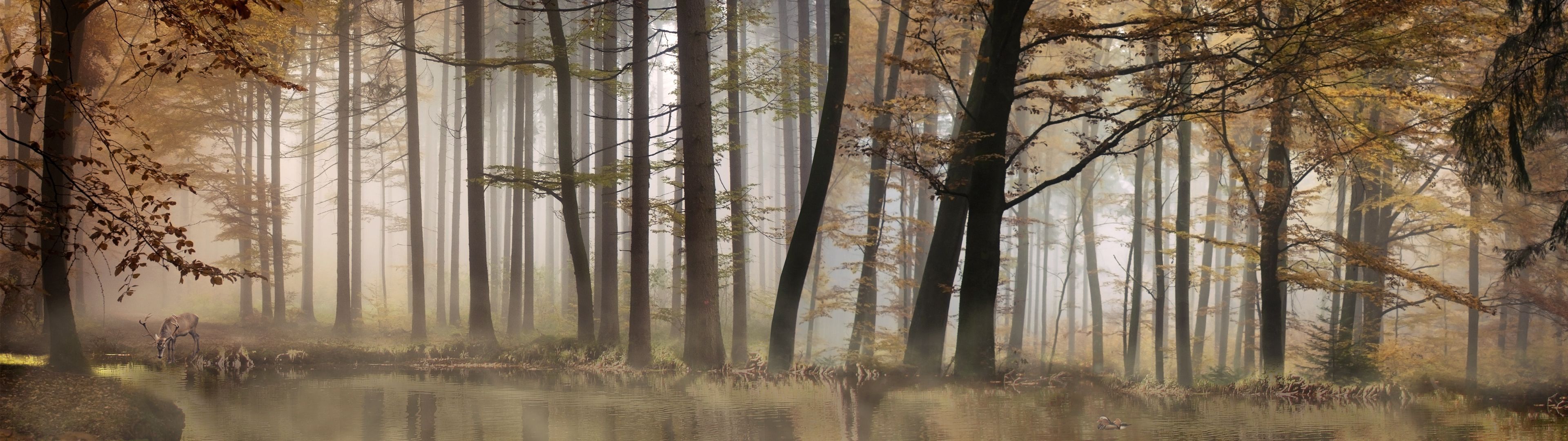 3840x1080 Cozy Winter Dual Monitor Wallpaper