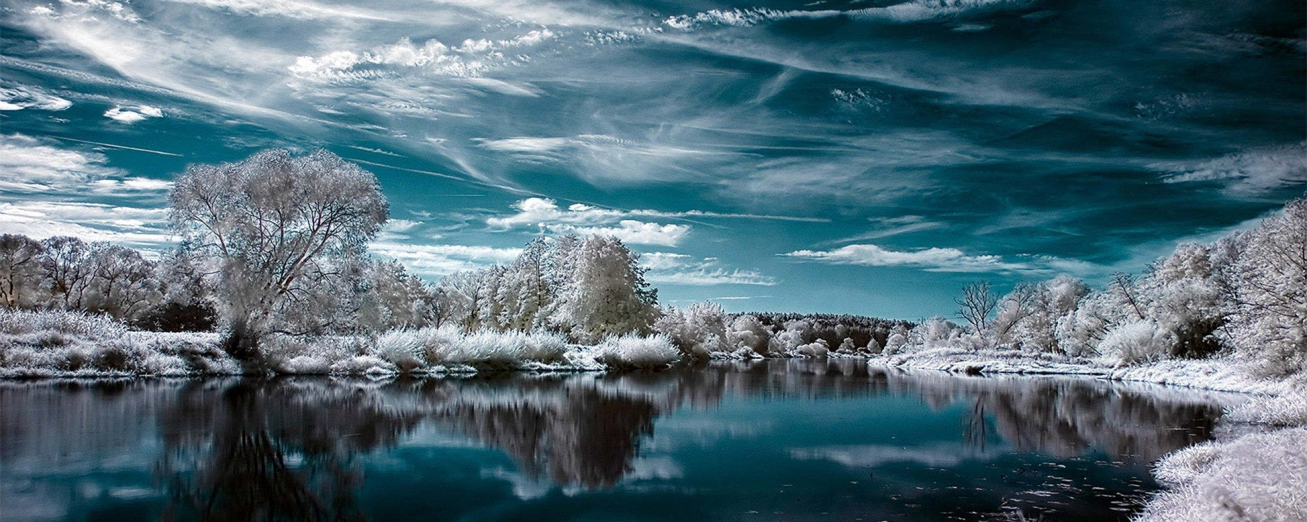 2560x1024 Cozy Winter Dual Monitor Wallpaper