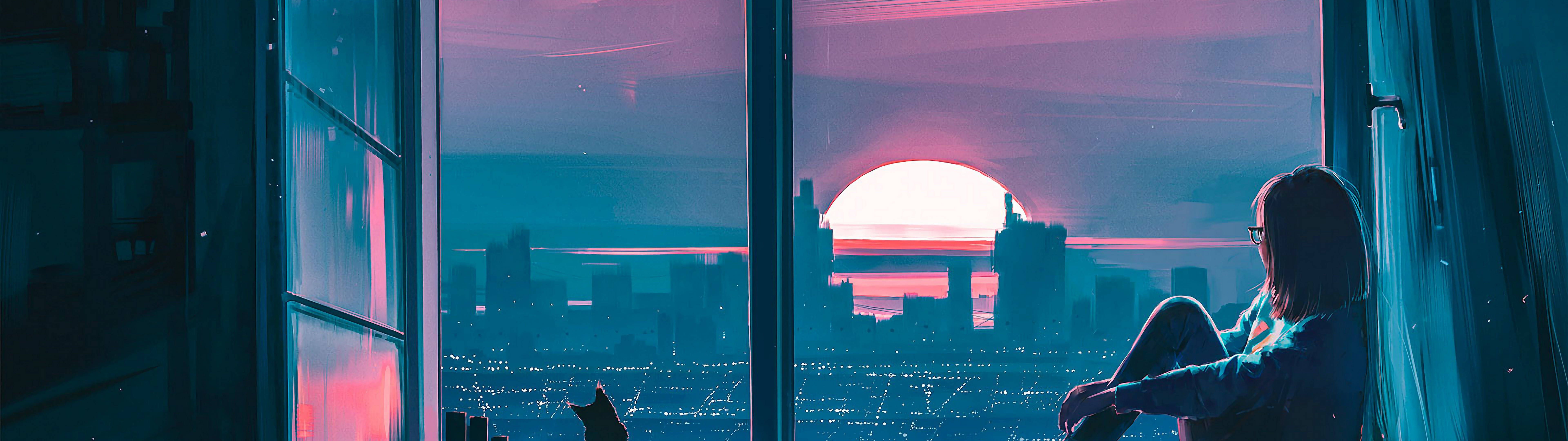7680x2160 Window View 4k Wallpaper