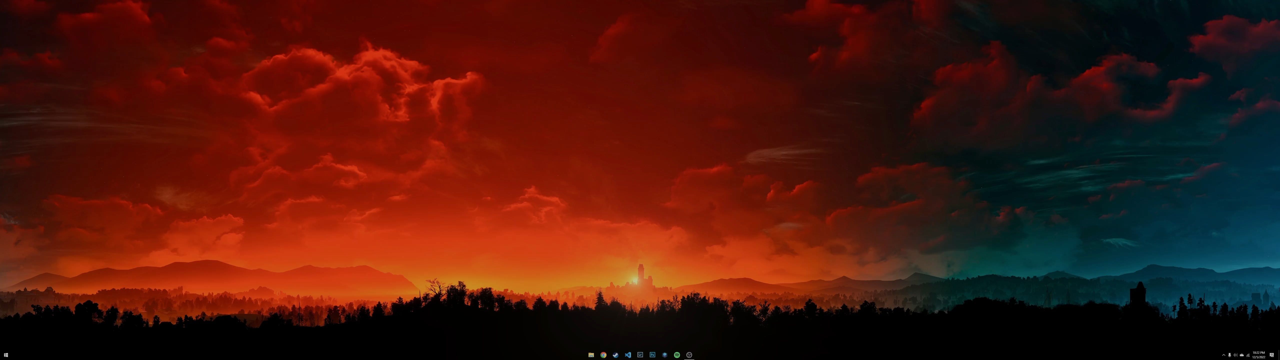 5120x1440 The Witcher 3 Sunset Landscape 32:9 Ultrawide Wallpaper