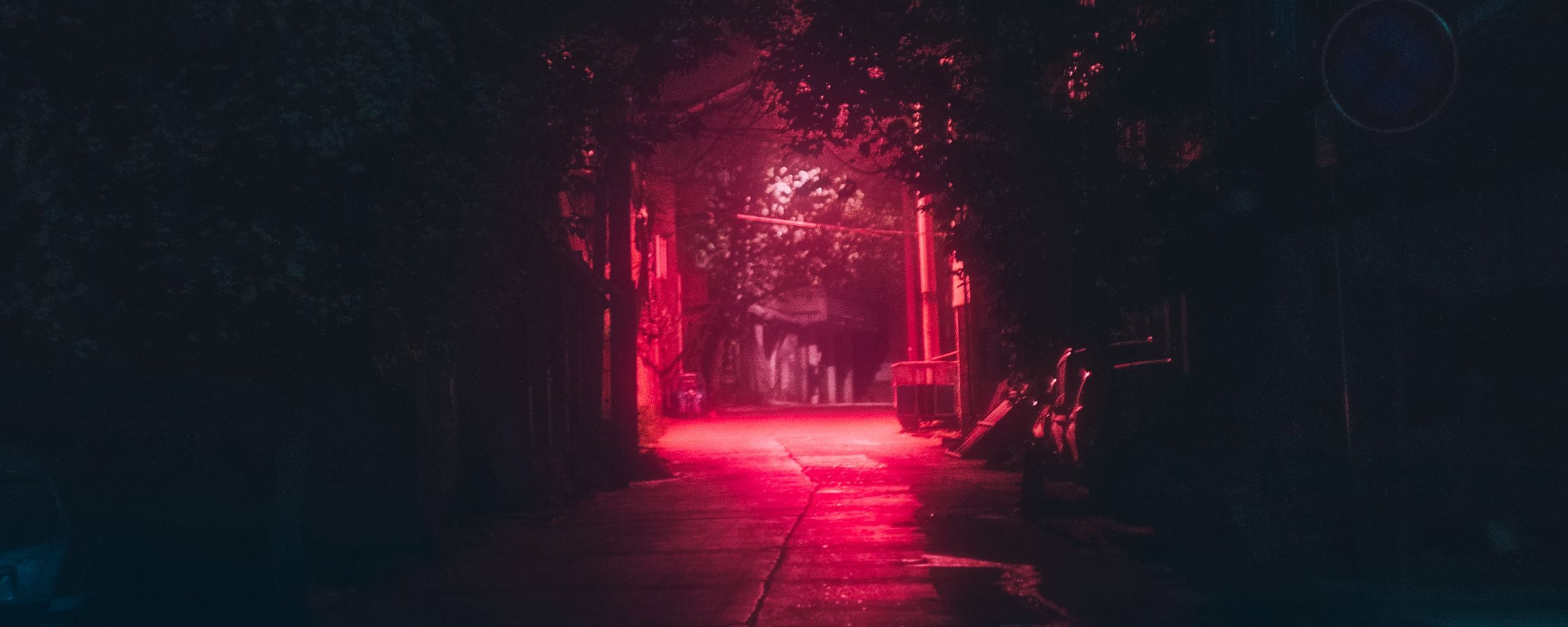 2560x1024 Download wallpaper 2560x1024 lane, night, dark, urban, lighting, red ultrawide monitor HD background