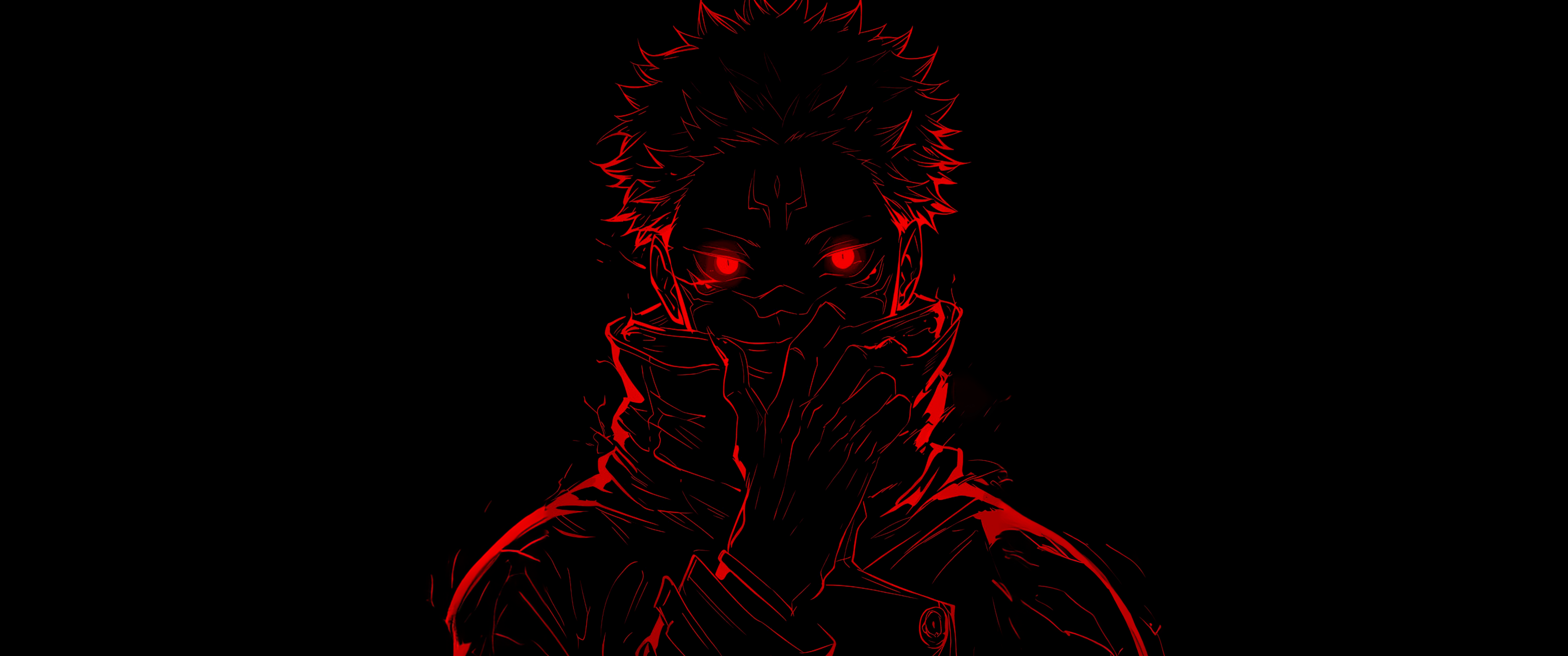 3440x1440 Sukuna Wallpaper 4K, Red aesthetic, AMOLED, 5K
