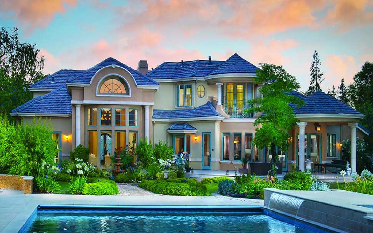 1440x900 Desktop wallpaper: Luxury, House, Man Made, Mansion, Pool 4K free download for PC. 1500451