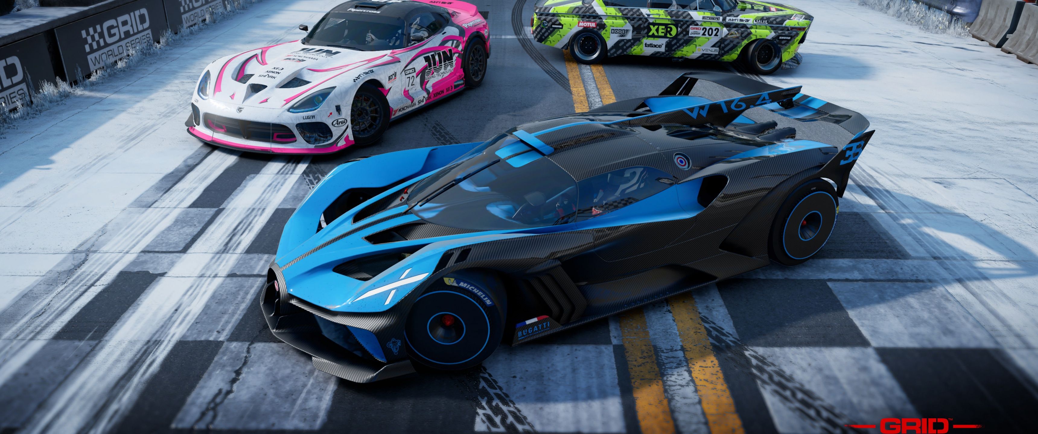 3440x1440 GRID Legends Wallpaper 4K, Racing games, Bugatti Bolide