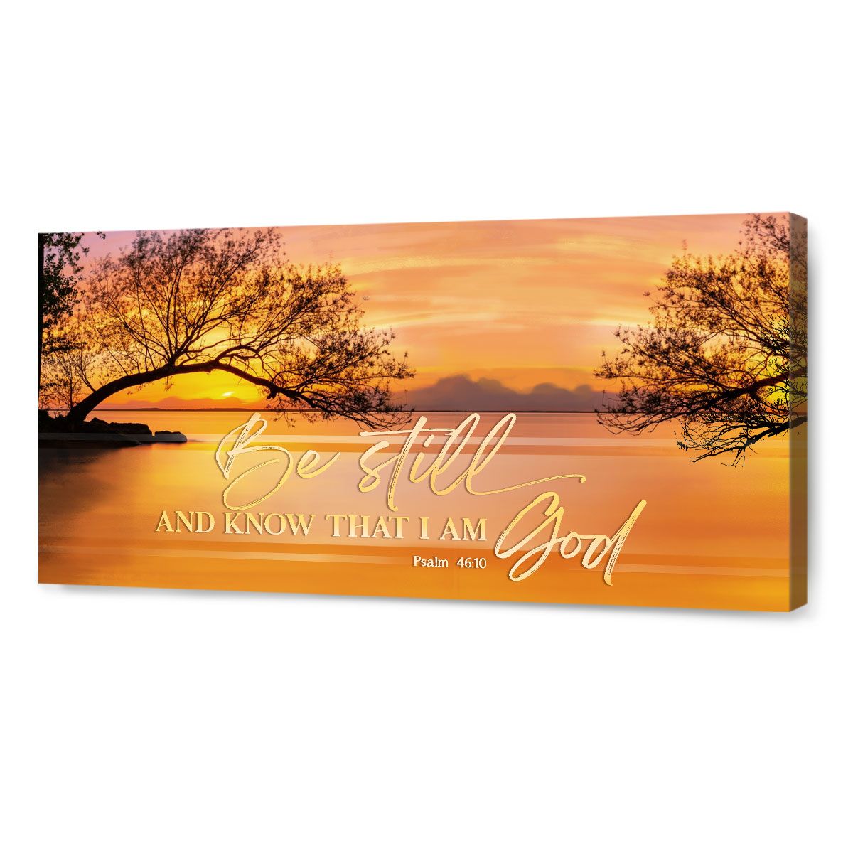 1200x1200 Be Still And Know That I Am God Sign, Psalm 46:10 Lake Sunset Canvas, Large Christian Wall Art Personalized Gifts & Home Decor