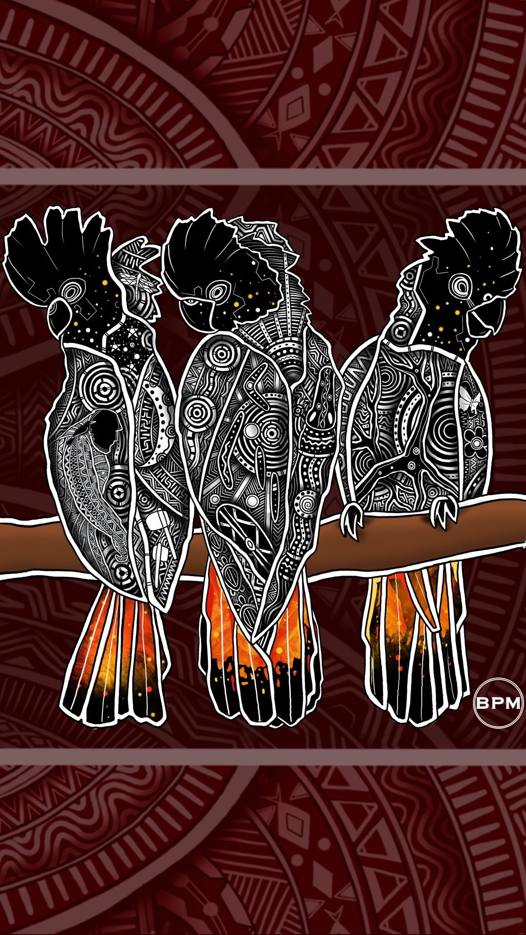 1080x1920 Bonus Indigenous Glossy Black Cockatoo Art Wallpaper From Beau Pennefather Motlop. WWF Australia. Bonus Indigenous Glossy Black Cockatoo Art Wallpaper From Beau Pennefather Motlop
