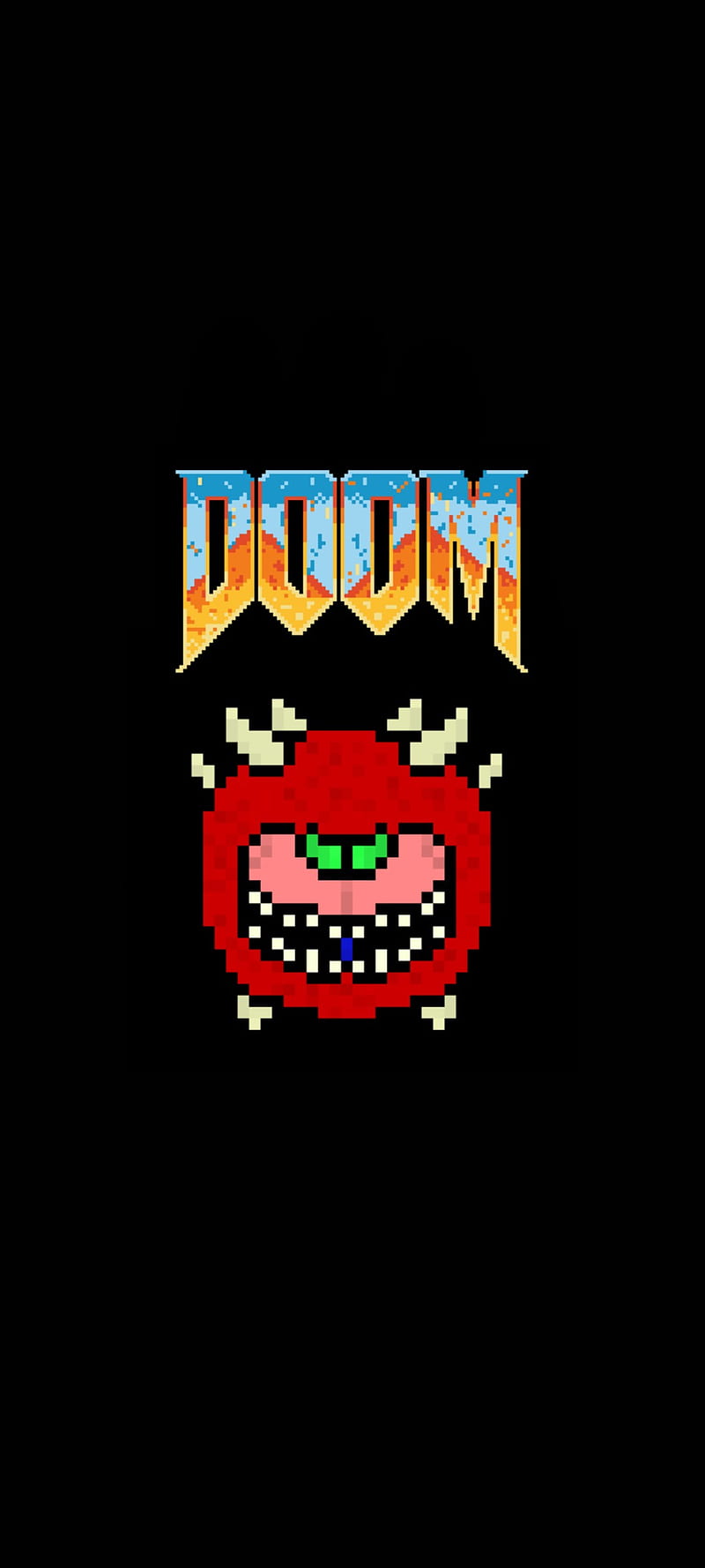 800x1778 Cacodemon Doom, black, cacodemon, doom, logo, minimal, pixel art, HD phone wallpaper