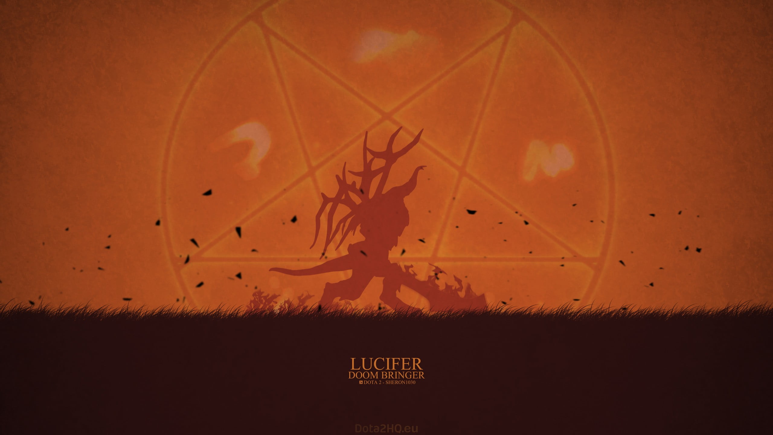 2560x1440 Doom Bringer from Dota 2 illustration, Dota, Defense of the ancient, minimalism HD wallpaper