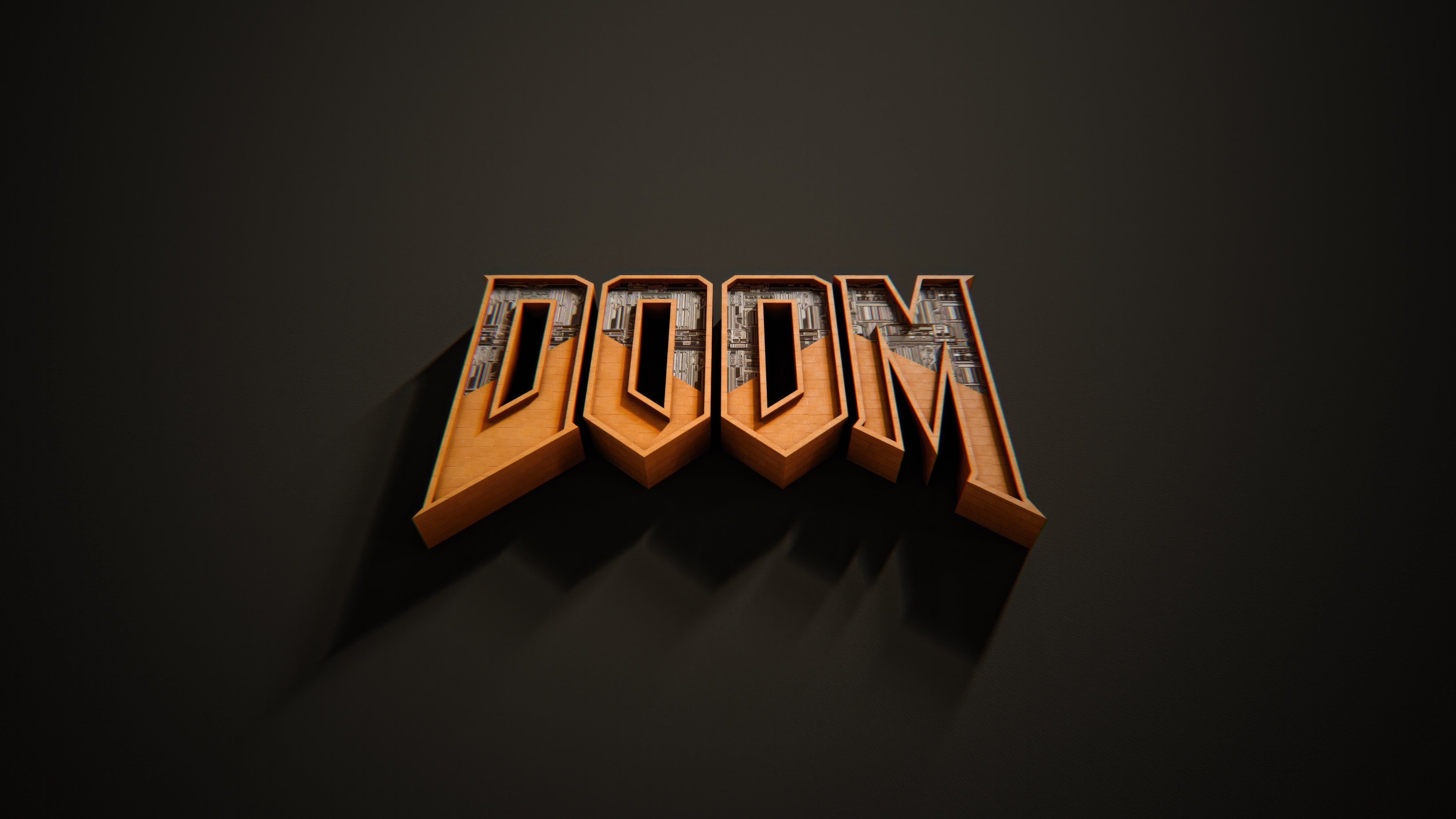 5120x2880 Doom Logo 3D Wallpaper 4K for Desktop