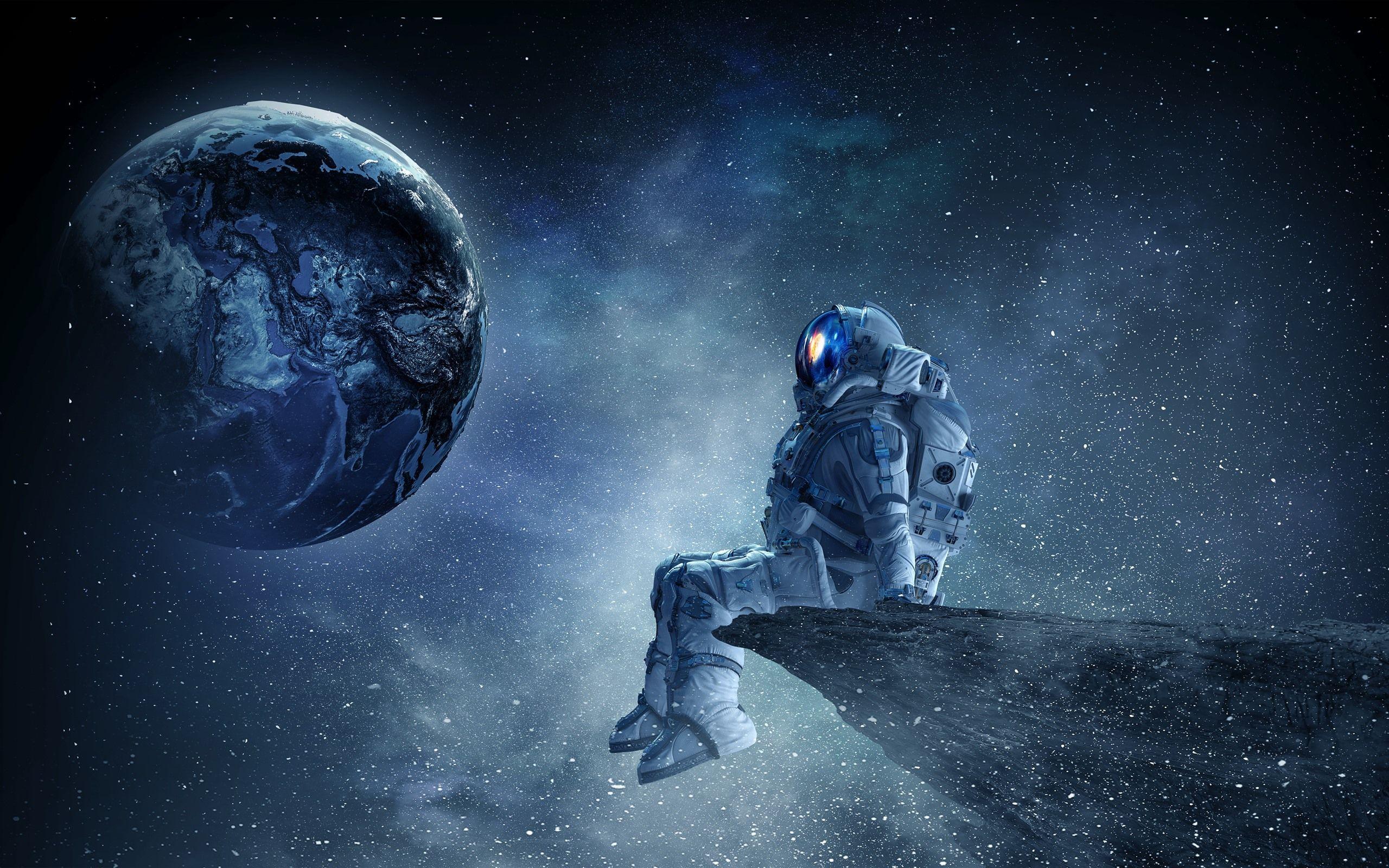 2560x1600 Wallpaper Astronaut, planet, stars, beautiful space 3840x2160 UHD 4K Picture, Image