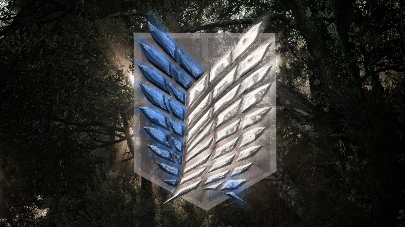 1366x768 Attack Of Titan Scouting Legion Wings Of Freedom With Background Of Dark Trees HD Anime Wallpaper