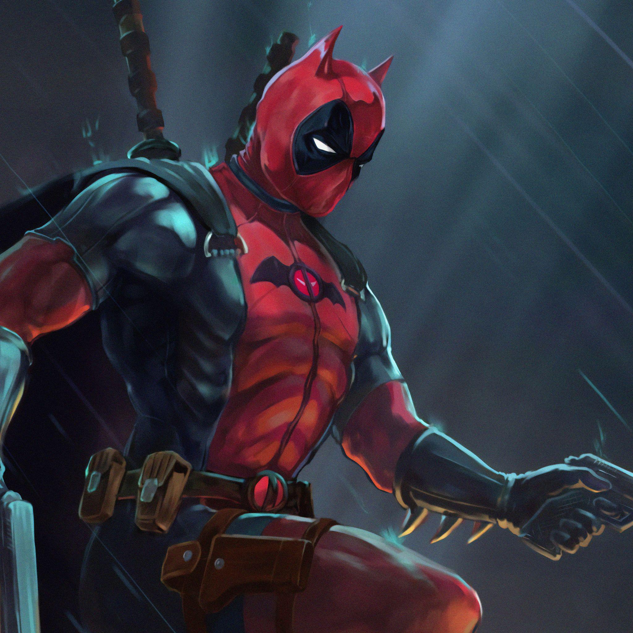 2048x2048 Deadpool As Batman iPad Air HD 4k Wallpaper, Image, Background, Photo and Picture