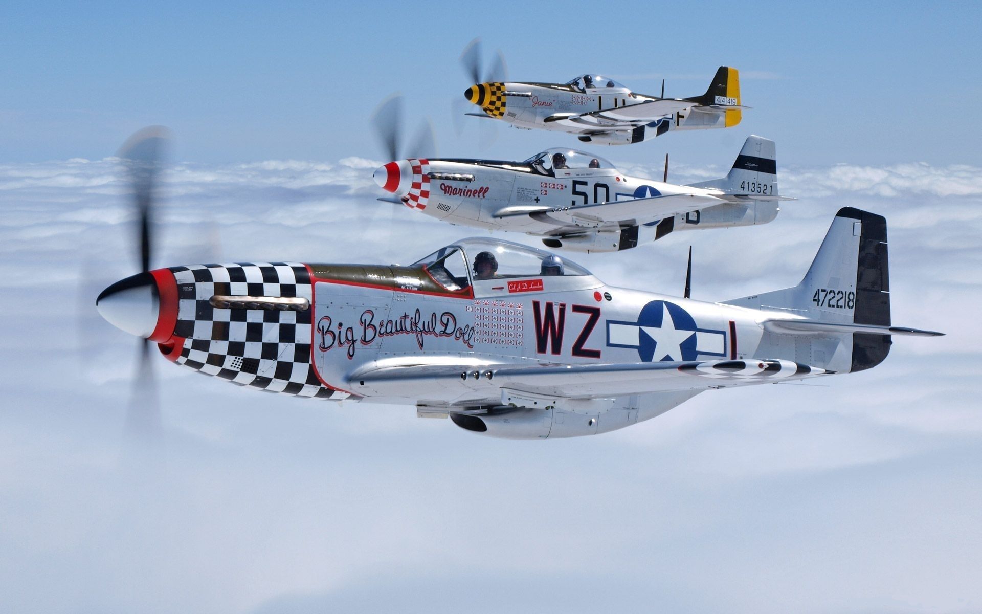 1920x1200 Wallpaper the sky, clouds, Mustang, fighter, pilot, the plane, P- North American for mobile and desktop, section авиация, resolution 1920x1200