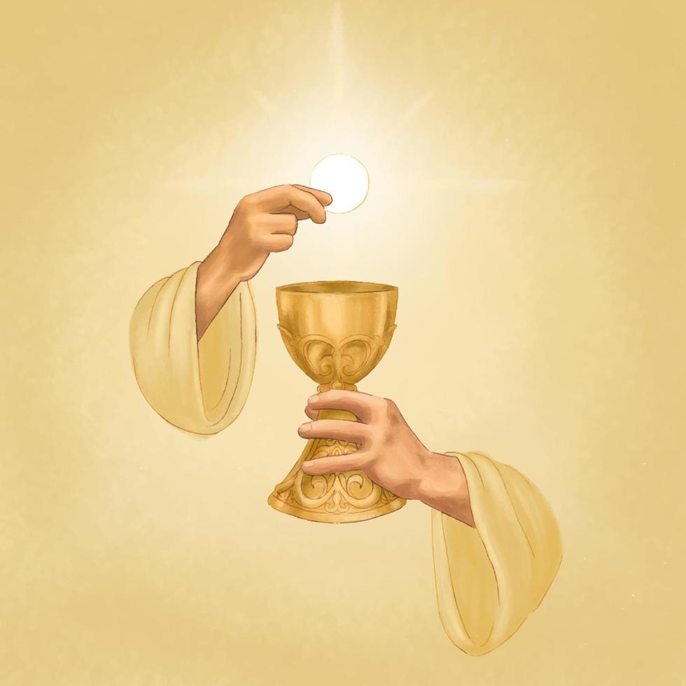 980x980 Sacred Host. Consecration of bread and wine in the body and blood of Jesus