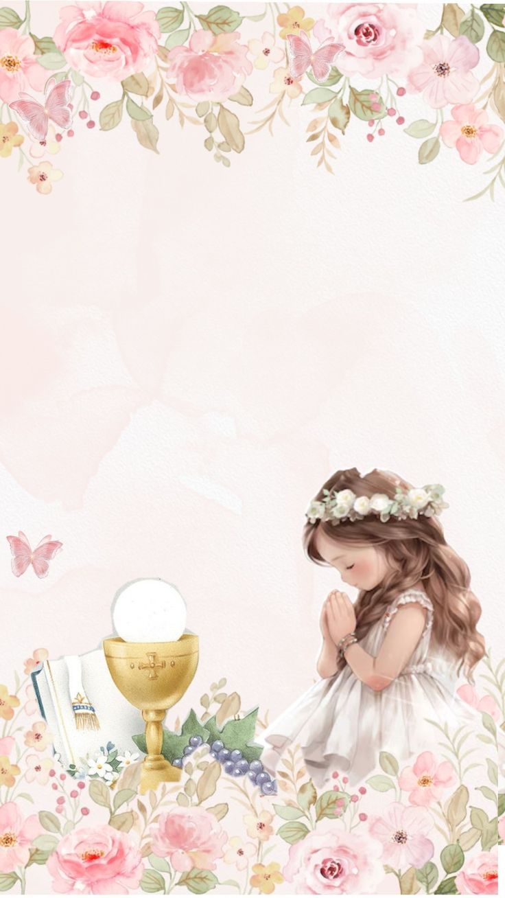 736x1308 Te invitamos a celebrar con nosotros la. First holy communion wallpaper, First communion background wallpaper